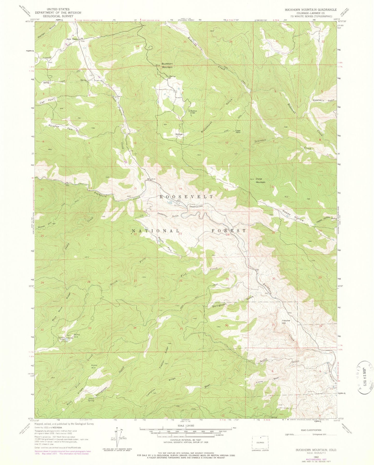 Classic USGS Buckhorn Mountain Colorado 7.5'x7.5' Topo Map Image