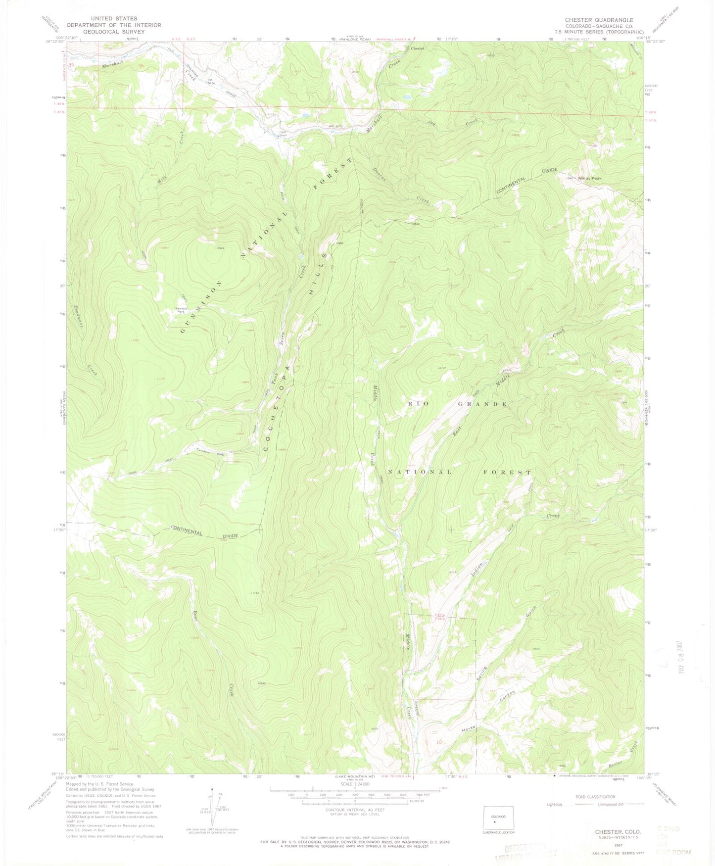 Classic USGS Chester Colorado 7.5'x7.5' Topo Map Image
