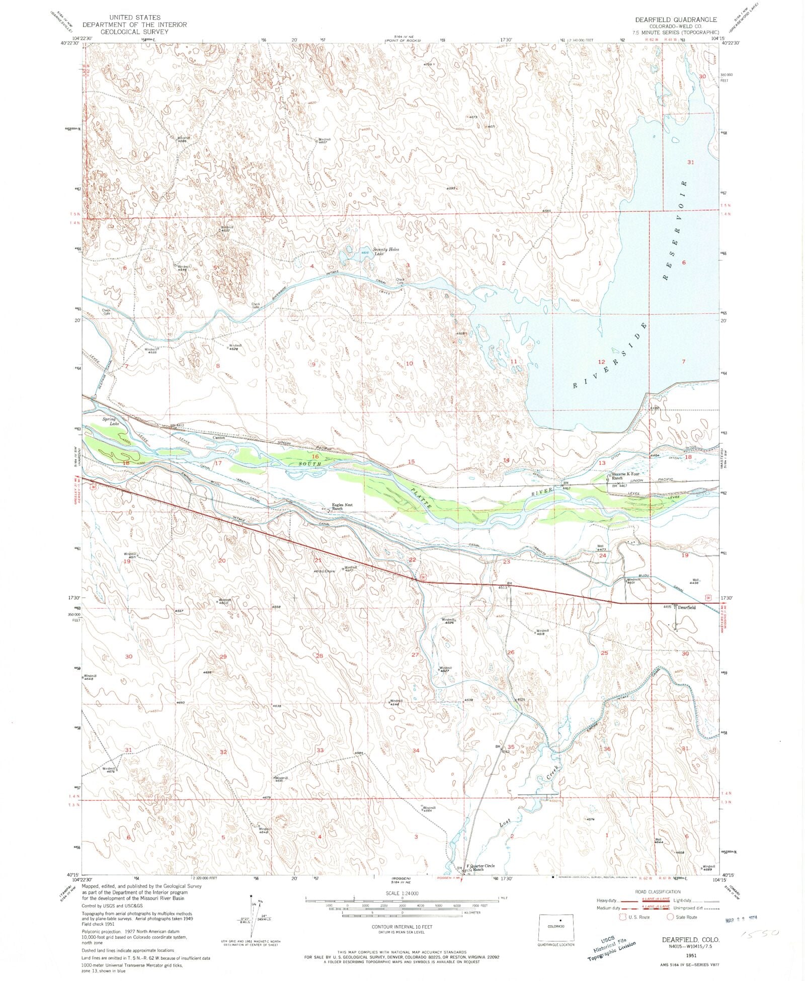 Classic USGS Dearfield Colorado 7.5'x7.5' Topo Map – MyTopo Map Store
