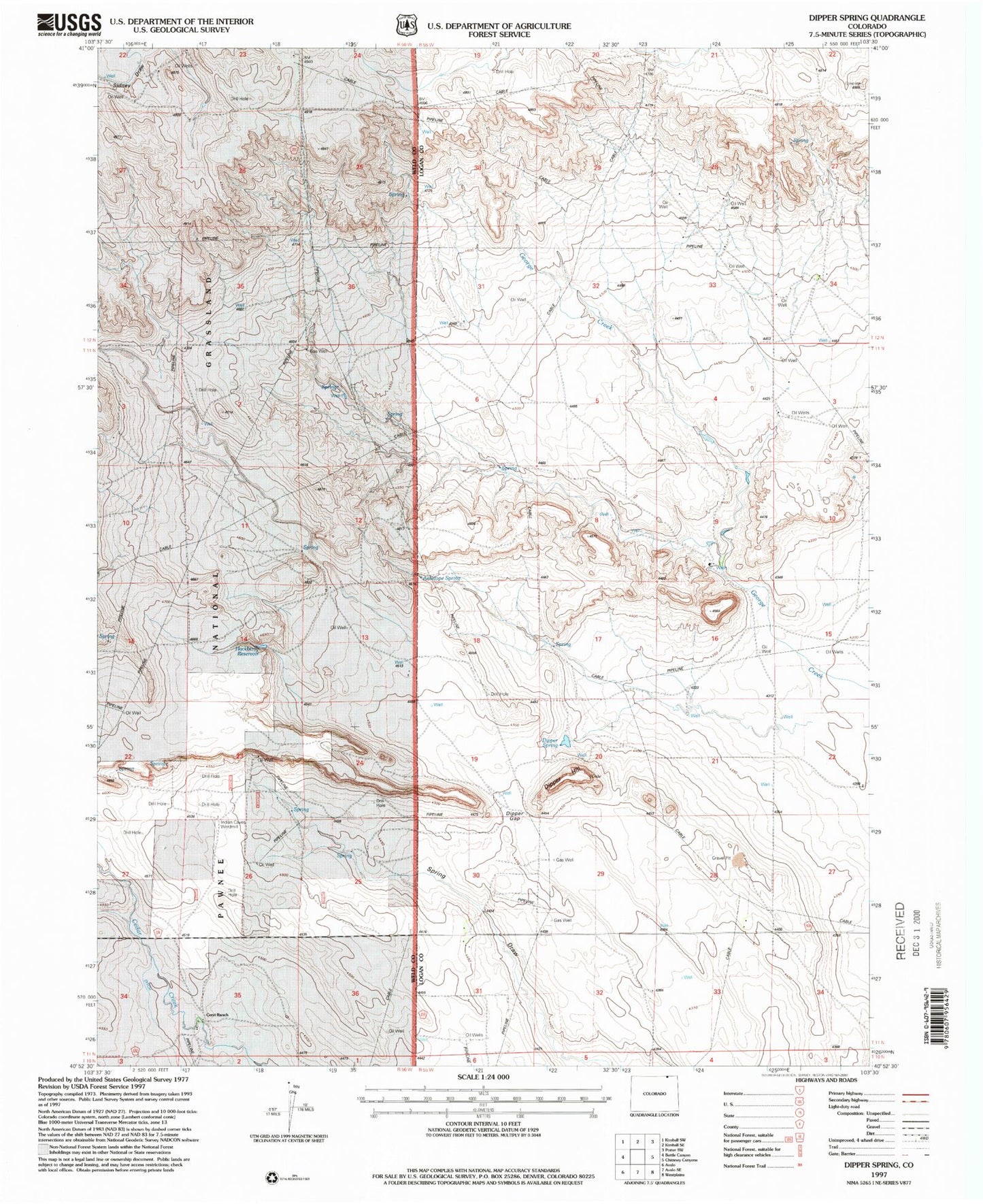Classic USGS Dipper Spring Colorado 7.5'x7.5' Topo Map Image