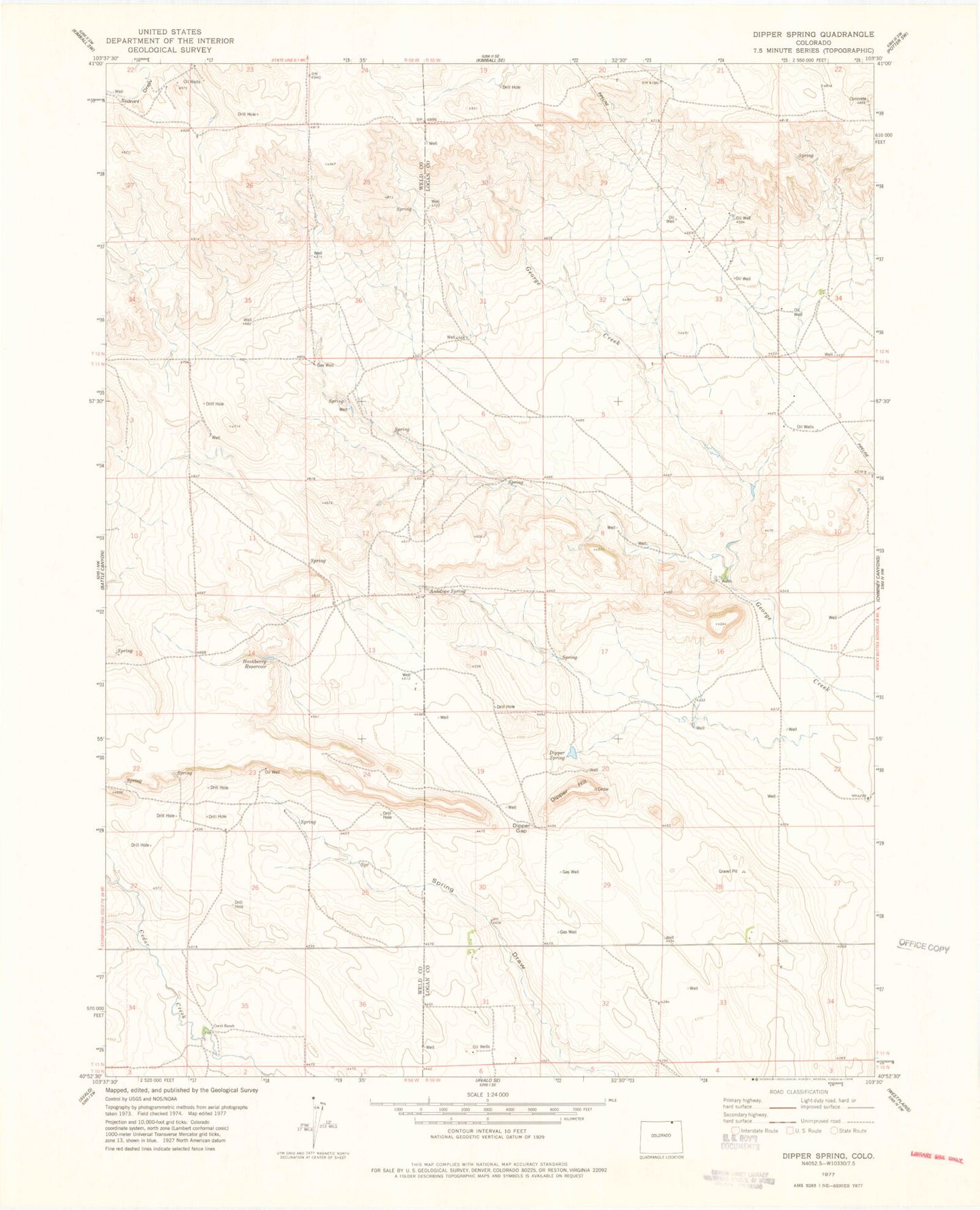 Classic USGS Dipper Spring Colorado 7.5'x7.5' Topo Map Image