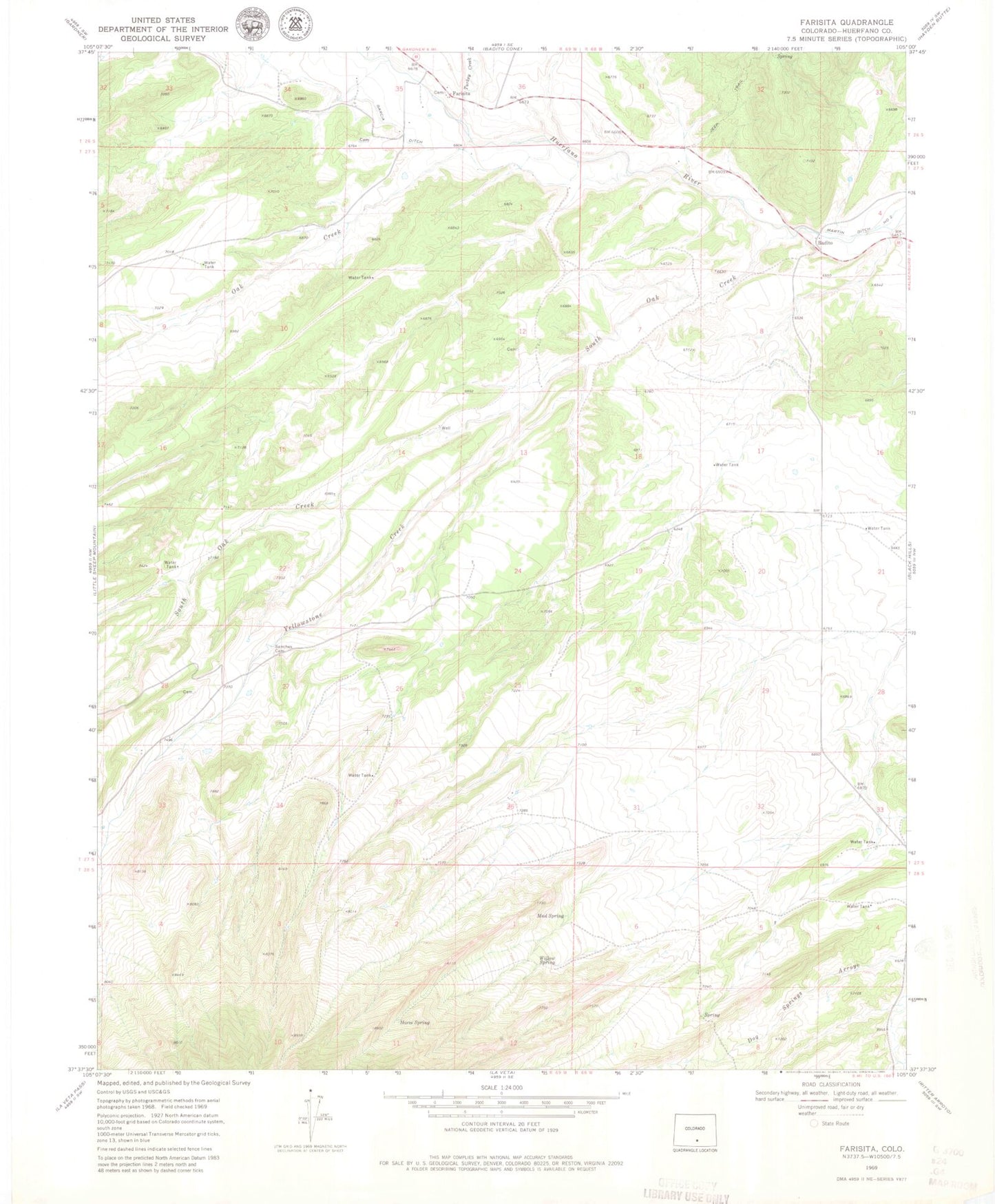 Classic USGS Farisita Colorado 7.5'x7.5' Topo Map Image