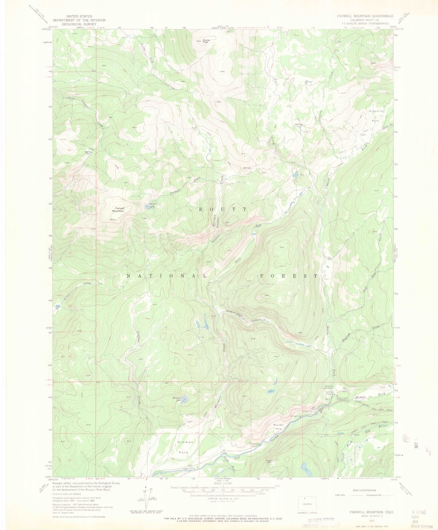 Classic USGS Farwell Mountain Colorado 7.5'x7.5' Topo Map Image