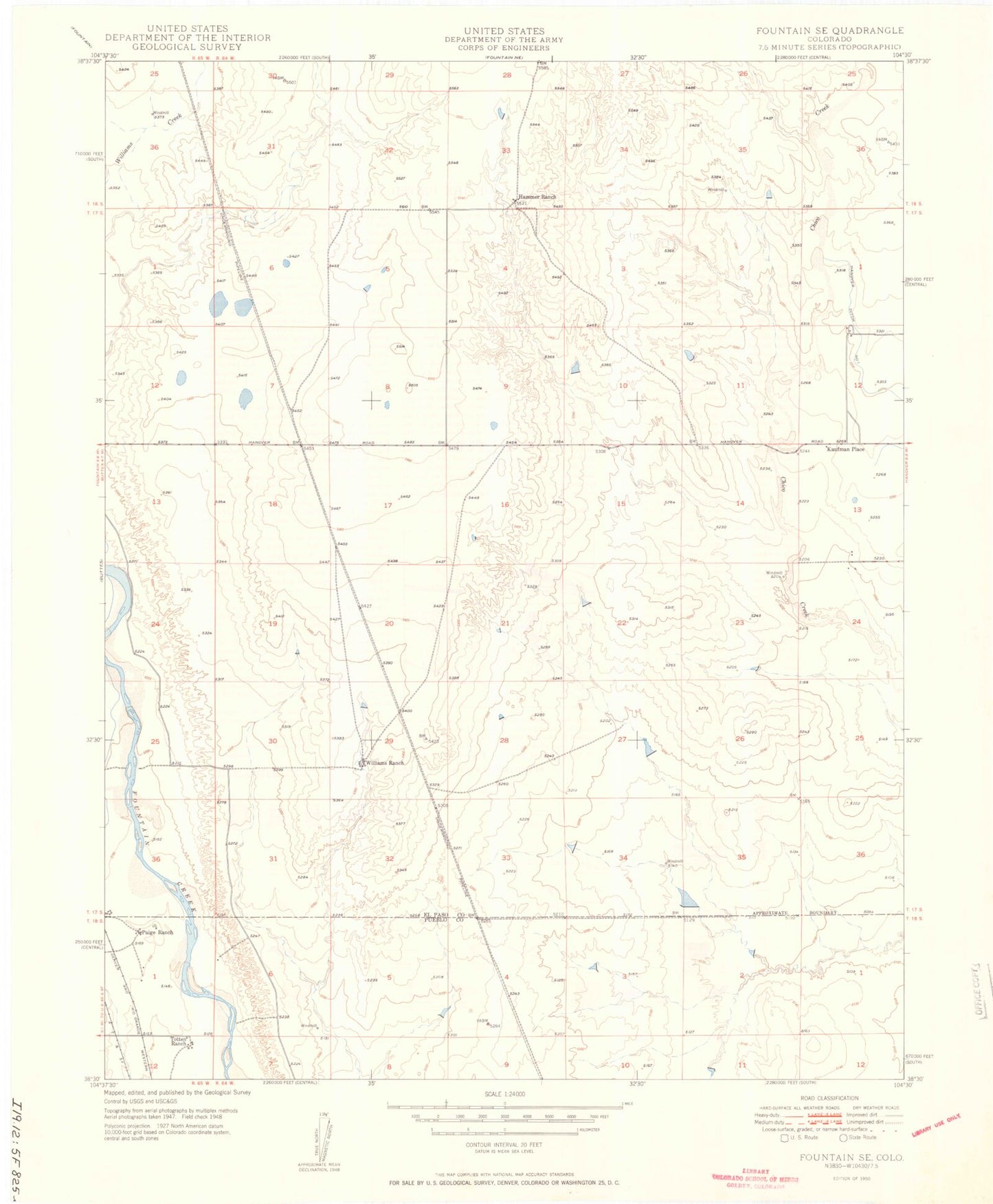 Classic USGS Fountain SE Colorado 7.5'x7.5' Topo Map Image