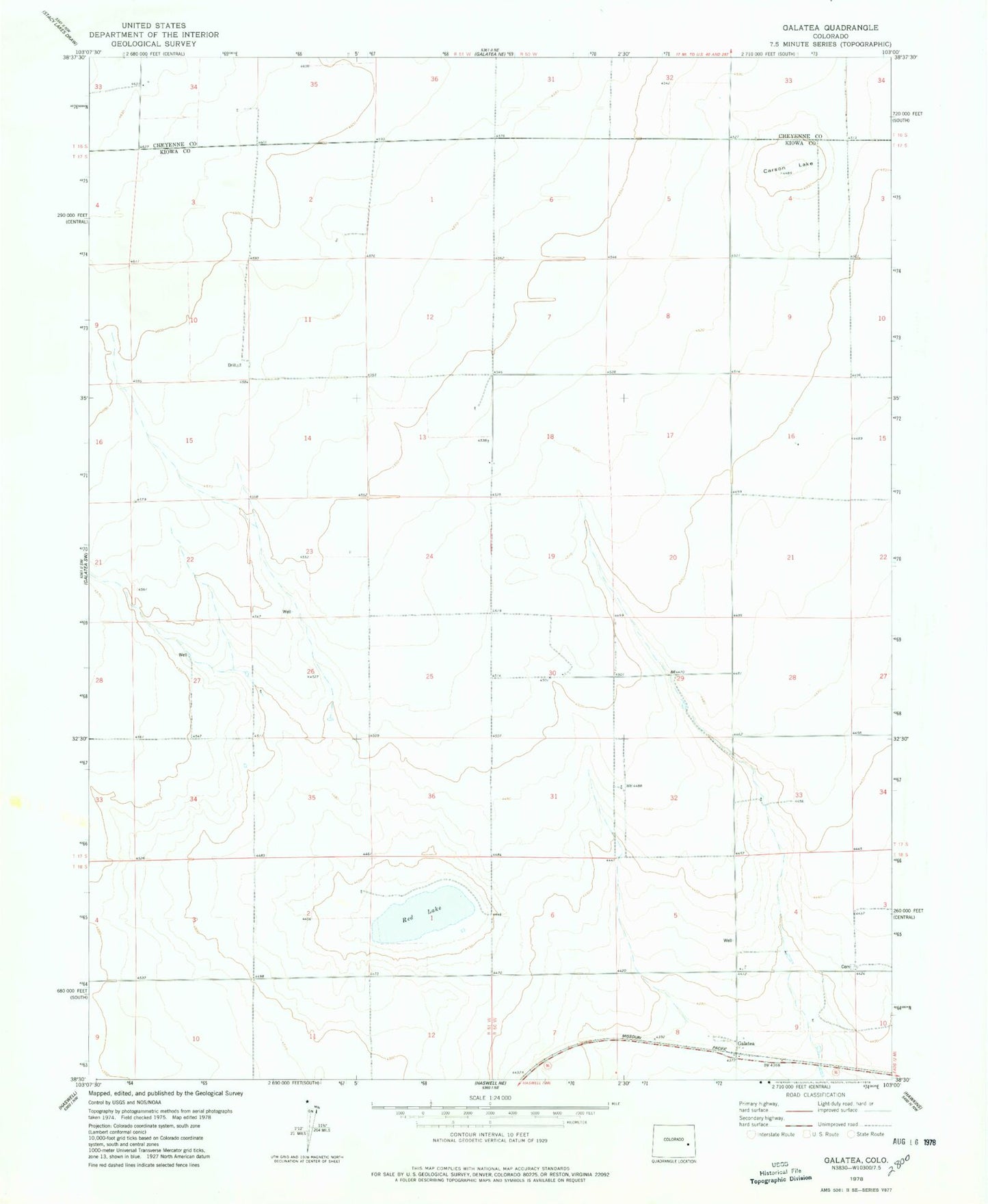 Classic USGS Galatea Colorado 7.5'x7.5' Topo Map Image