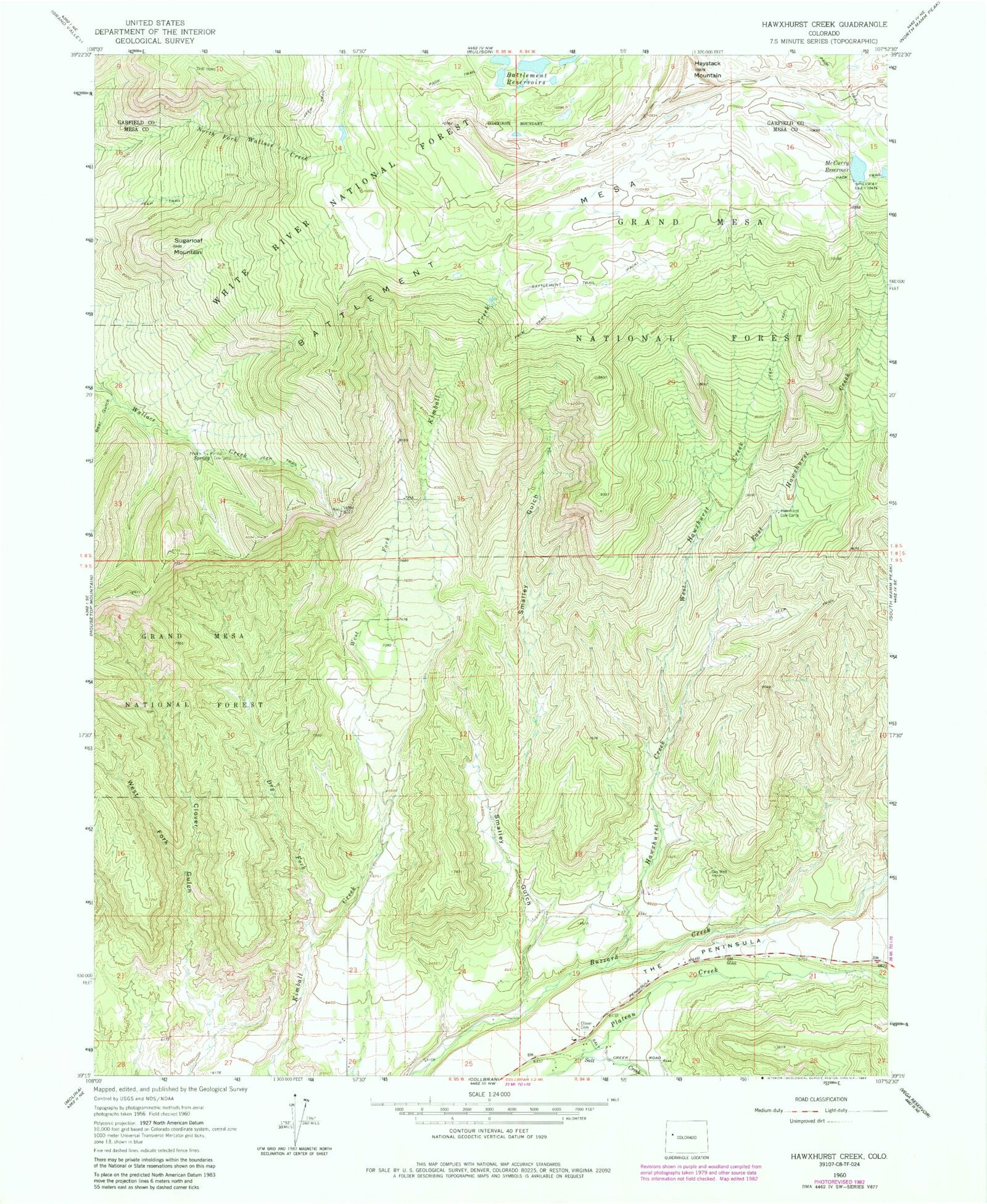 Classic USGS Hawxhurst Creek Colorado 7.5'x7.5' Topo Map MyTopo Map Store