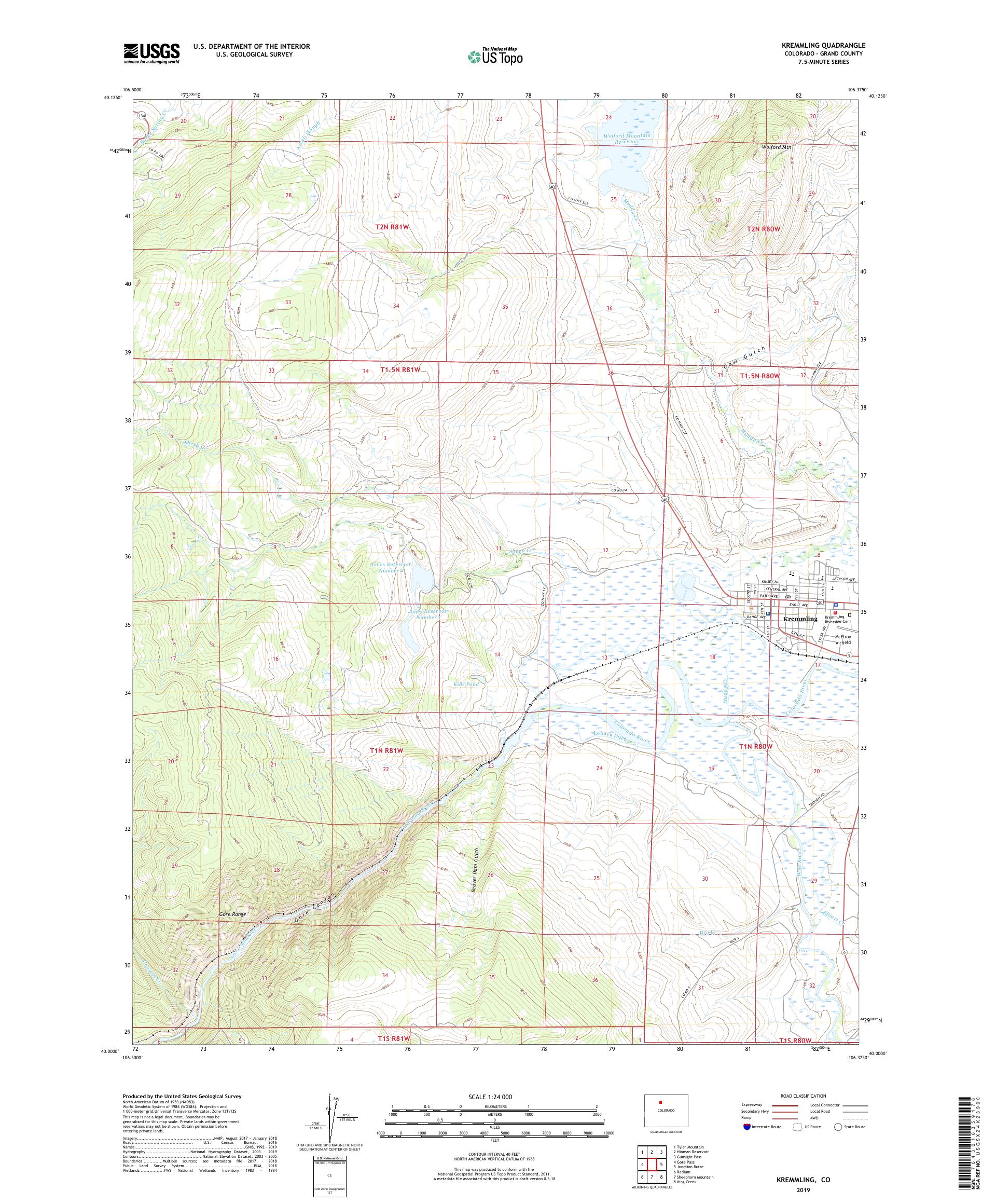 Kremmling Colorado US Topo Map MyTopo Map Store