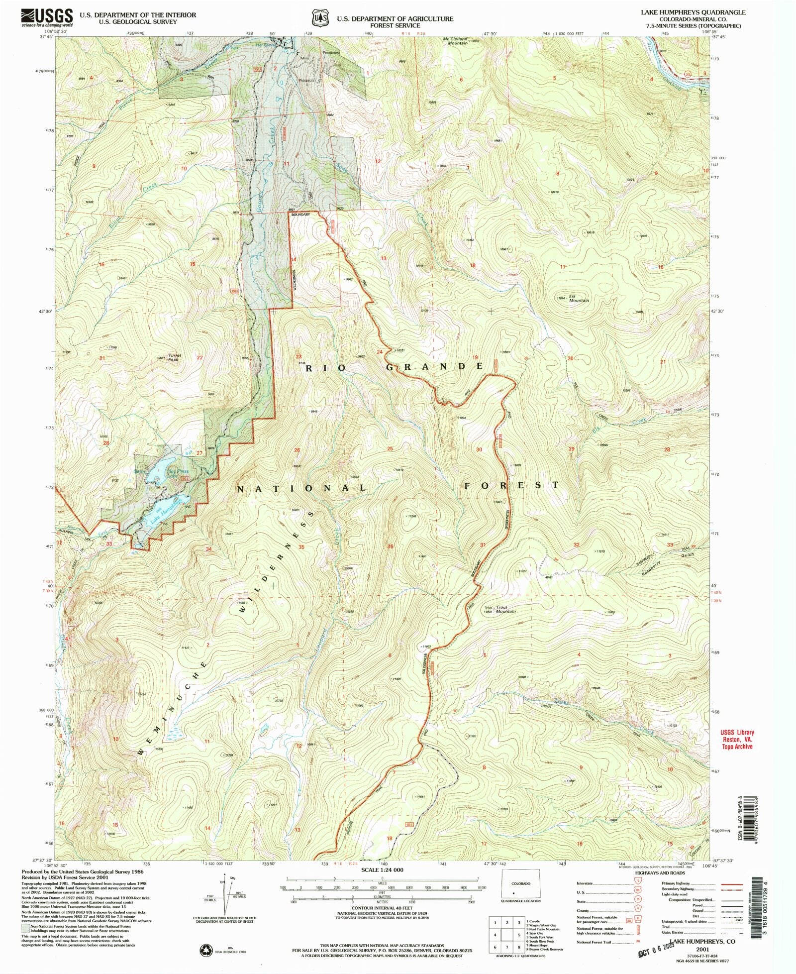 Classic USGS Lake Humphreys Colorado 7.5'x7.5' Topo Map MyTopo Map Store
