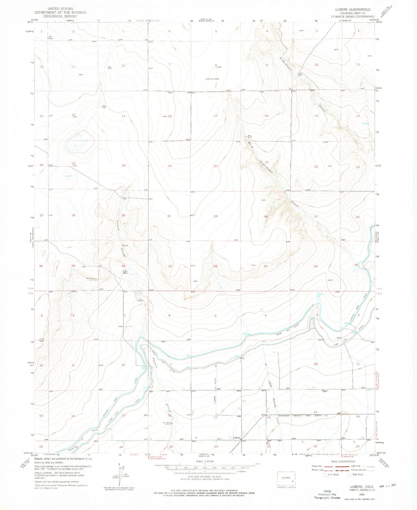 Classic USGS Lubers Colorado 7.5'x7.5' Topo Map Image