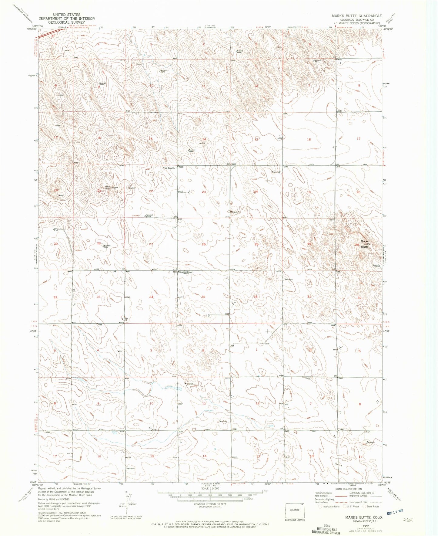 Classic USGS Marks Butte Colorado 7.5'x7.5' Topo Map Image