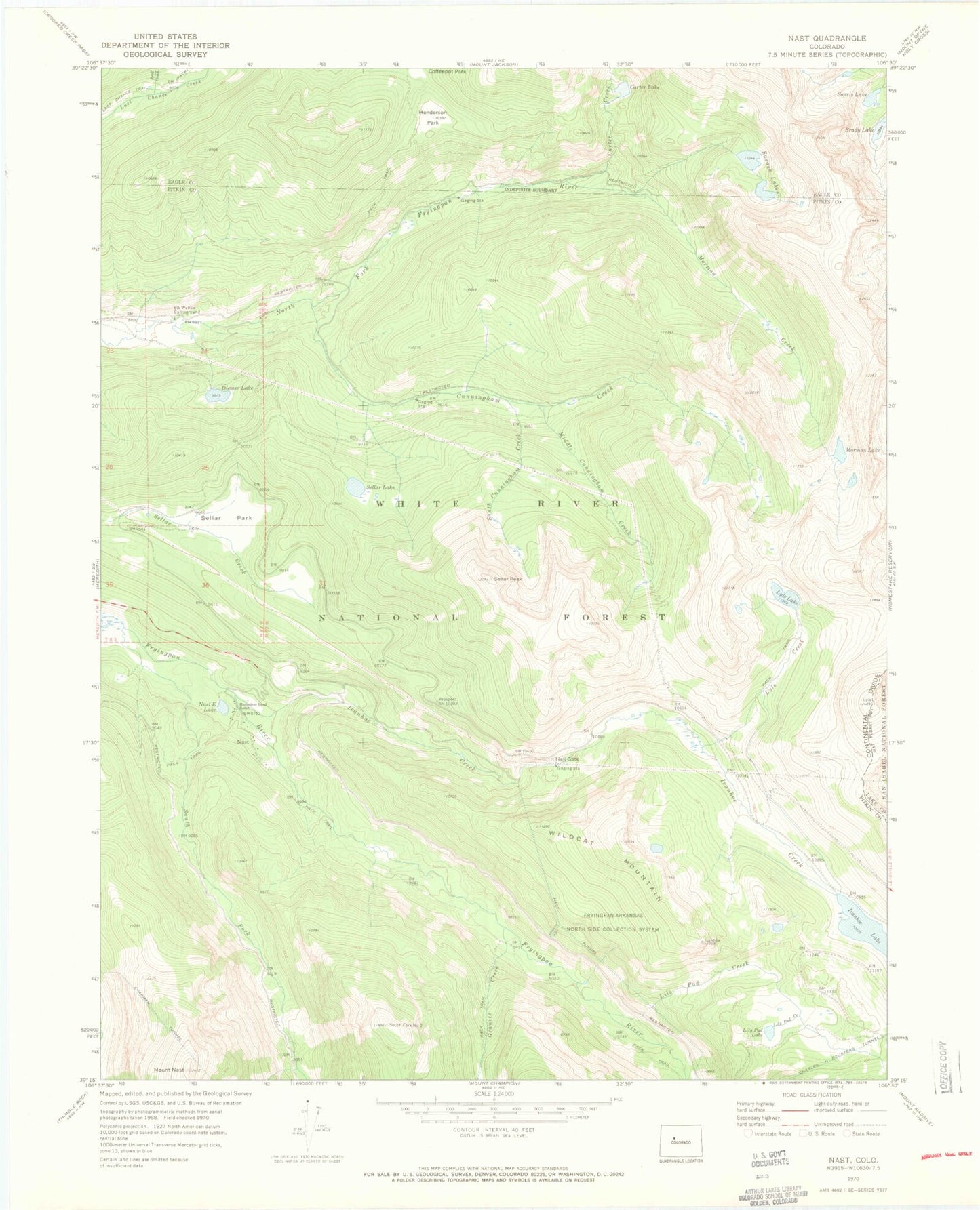 Classic USGS Nast Colorado 7.5'x7.5' Topo Map Image