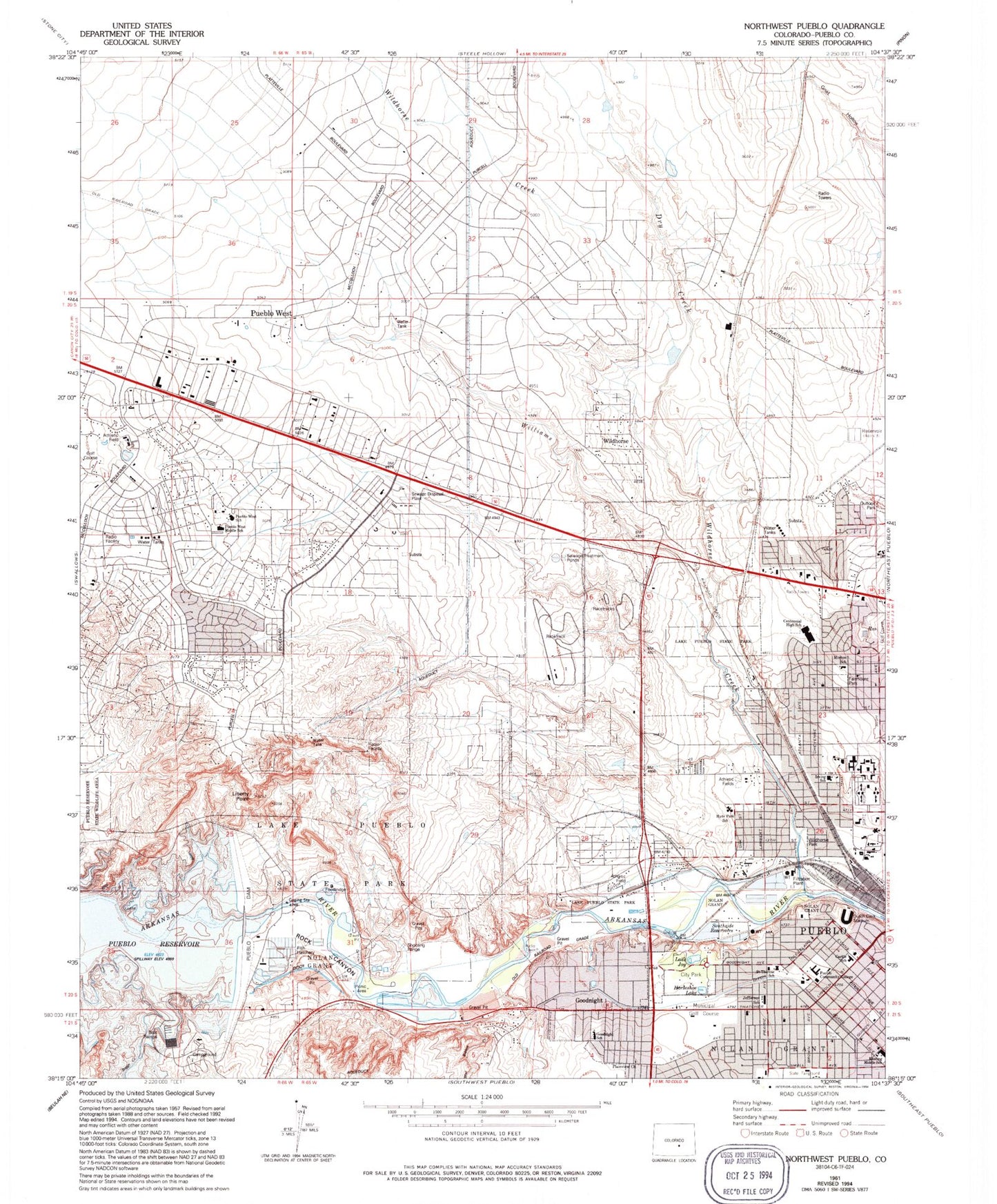 Classic USGS Northwest Pueblo Colorado 7.5'x7.5' Topo Map Image