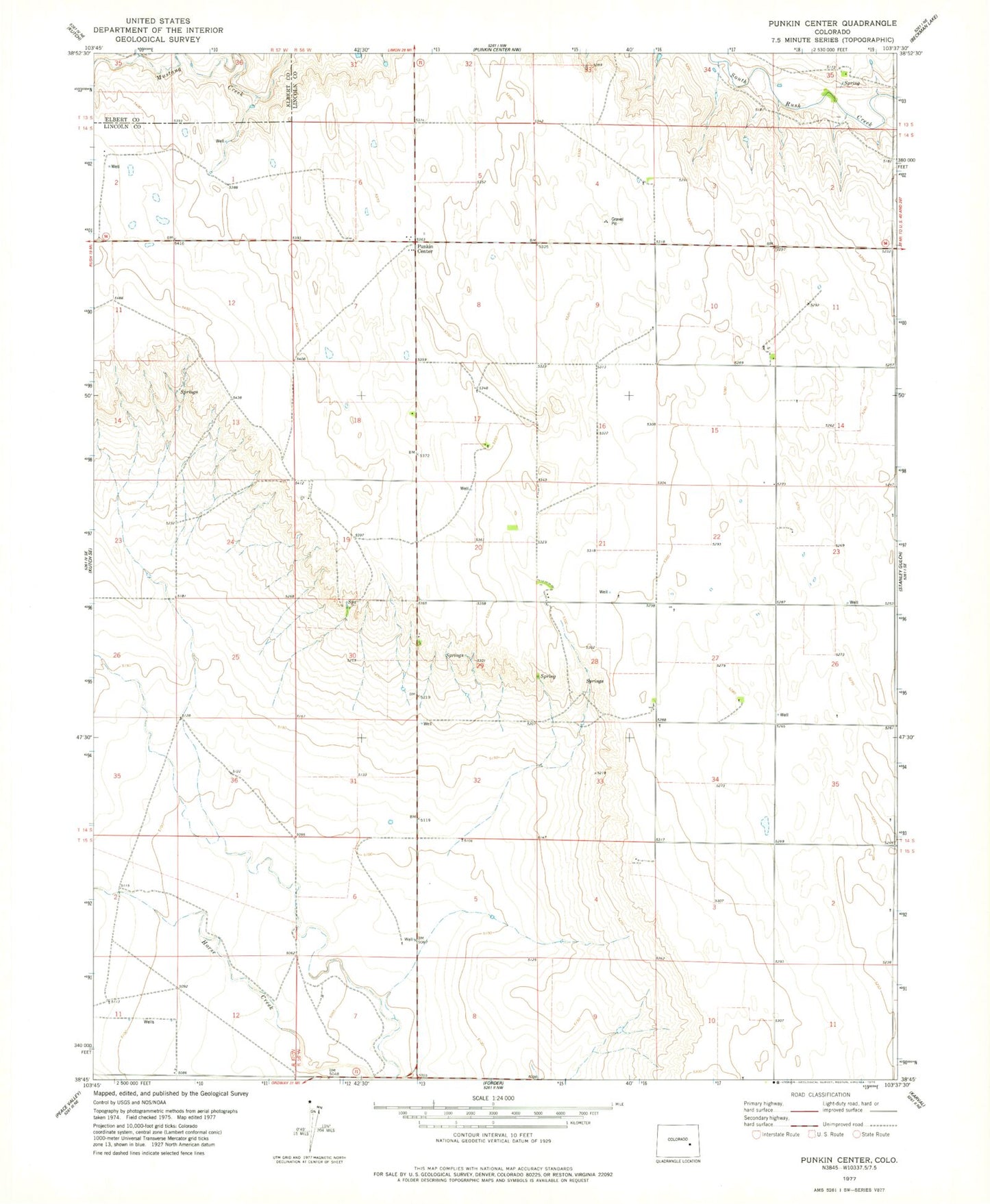 Classic USGS Punkin Center Colorado 7.5'x7.5' Topo Map Image