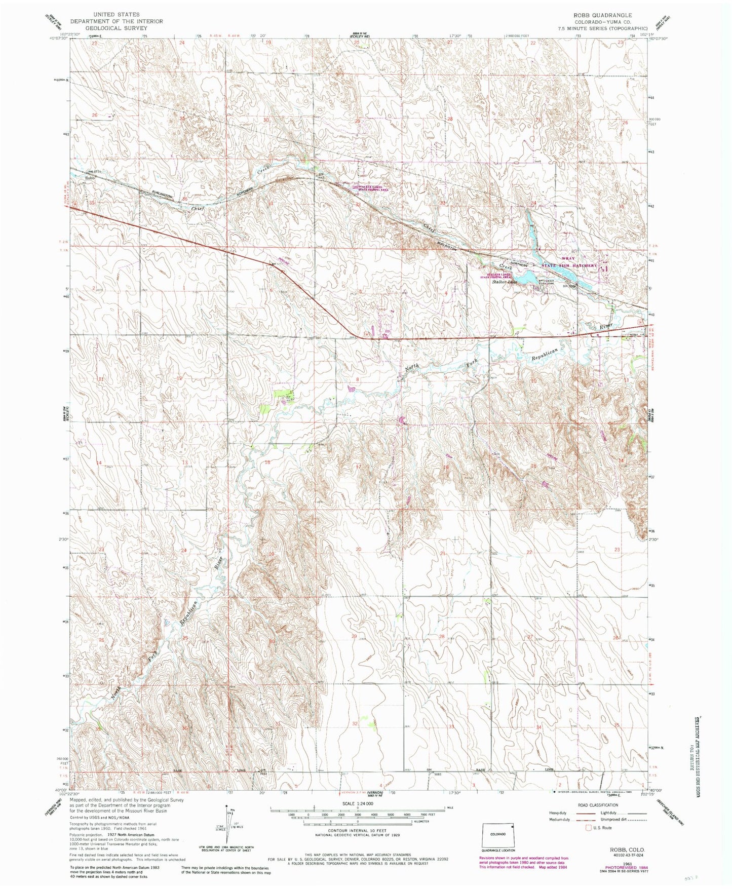 Classic USGS Robb Colorado 7.5'x7.5' Topo Map Image