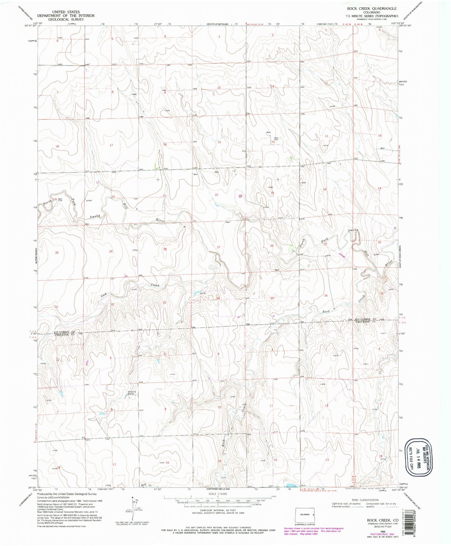 Classic USGS Rock Creek Colorado 7.5'x7.5' Topo Map Image