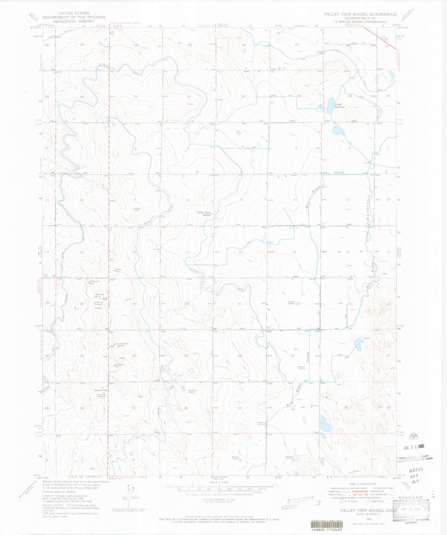Classic USGS Valley View Hot Springs Colorado 7.5'x7.5' Topo Map Image