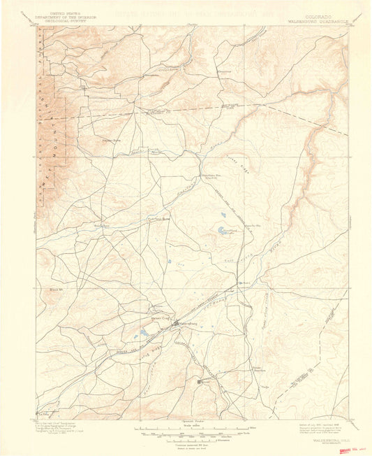 Historic 1897 Walsenburg Colorado 30'x30' Topo Map Image