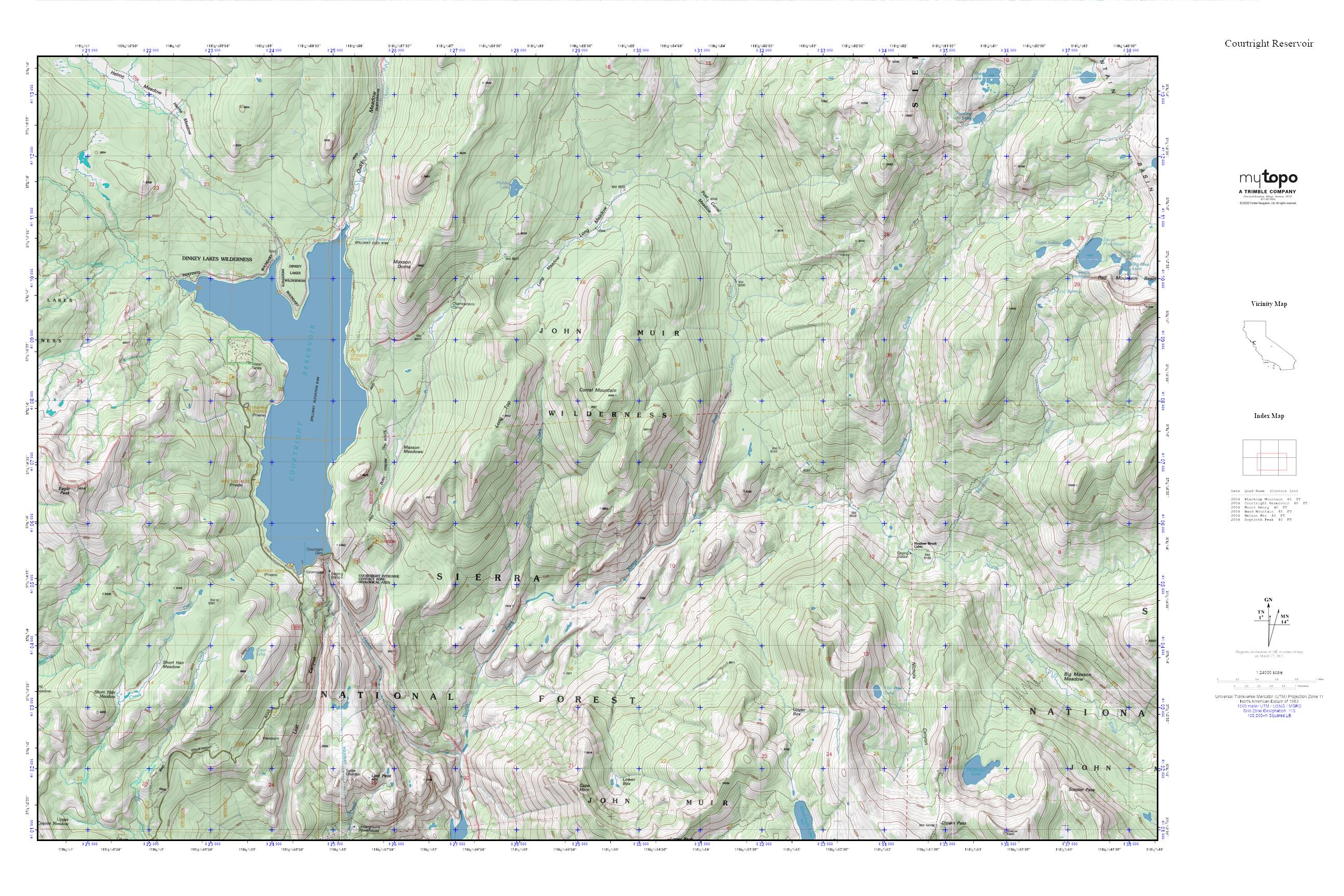 Courtright Reservoir MyTopo Explorer Series Map – MyTopo Map Store