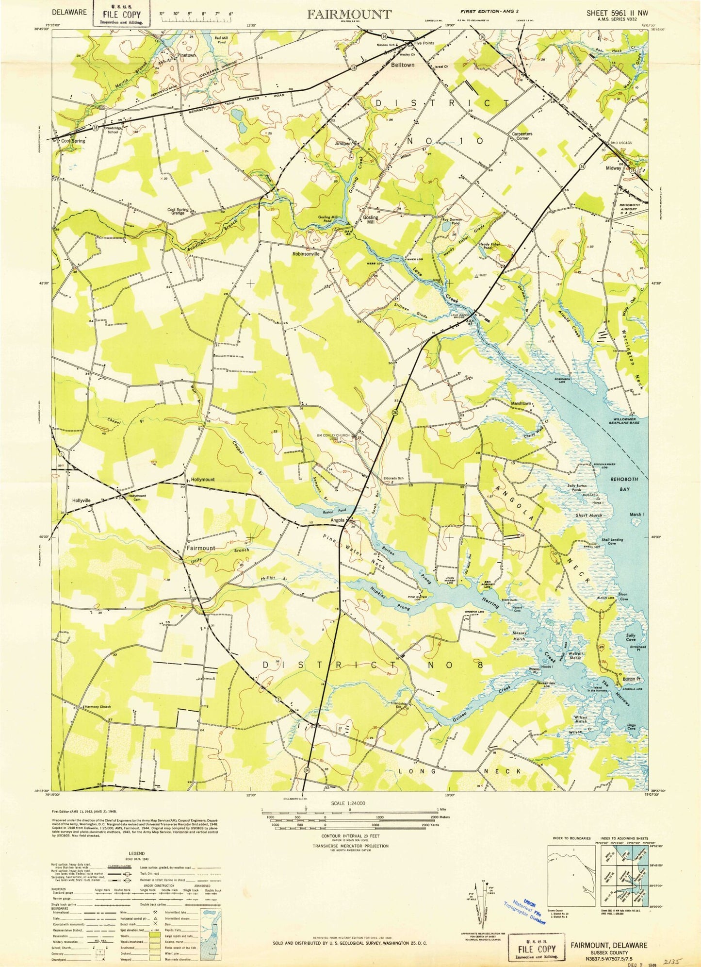 Classic USGS Fairmount Delaware 7.5'x7.5' Topo Map Image
