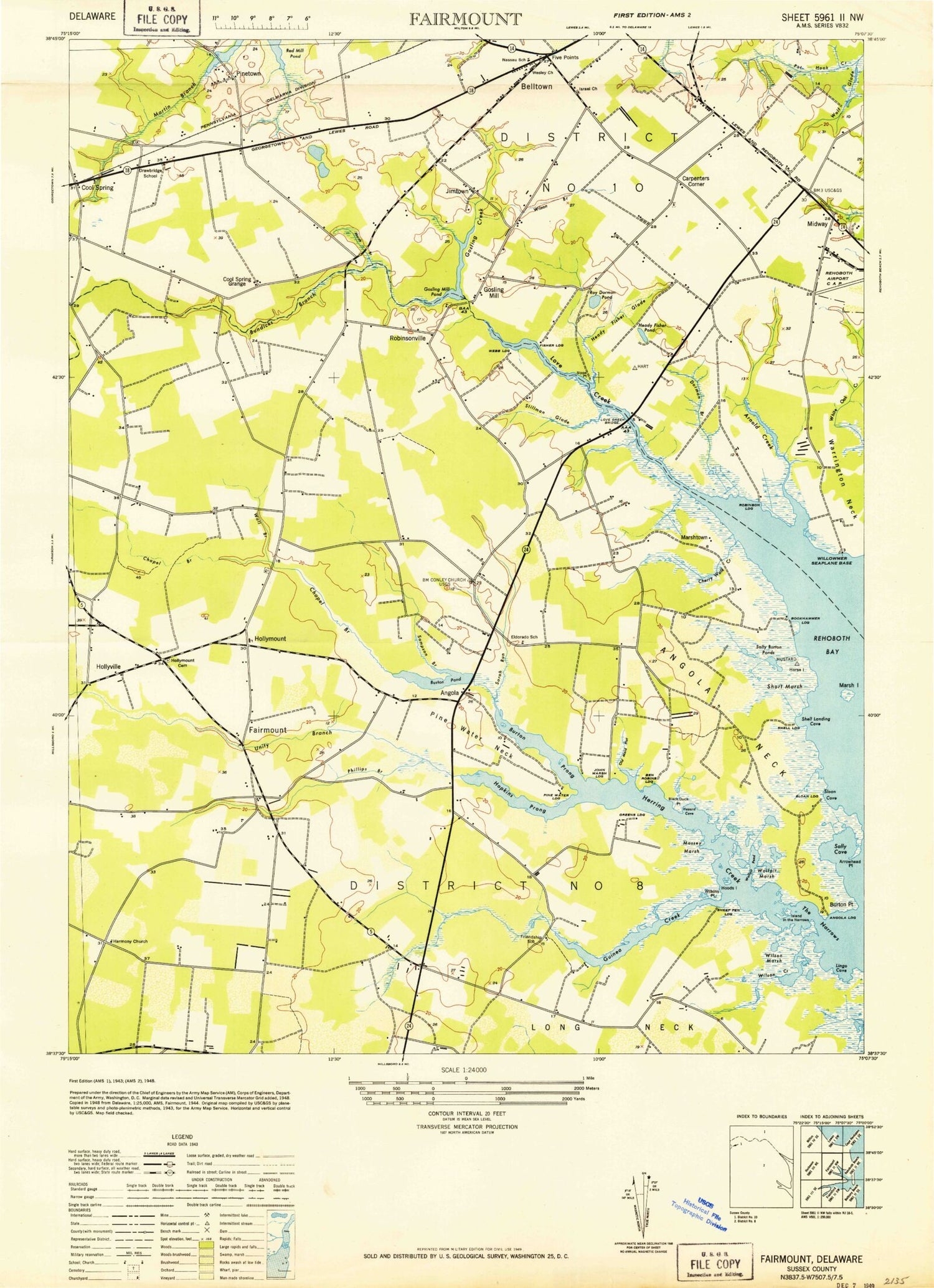 Classic USGS Fairmount Delaware 7.5'x7.5' Topo Map Image