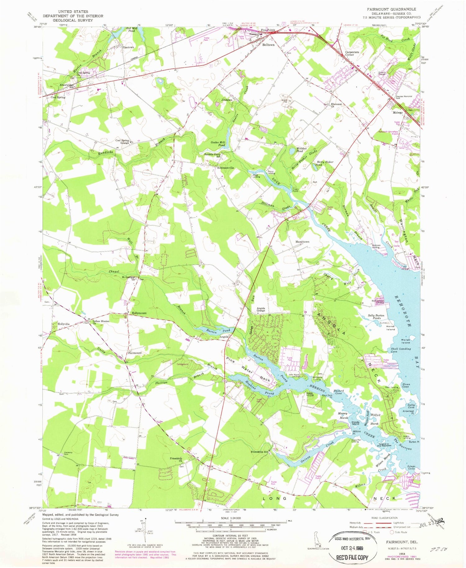 Classic USGS Fairmount Delaware 7.5'x7.5' Topo Map Image