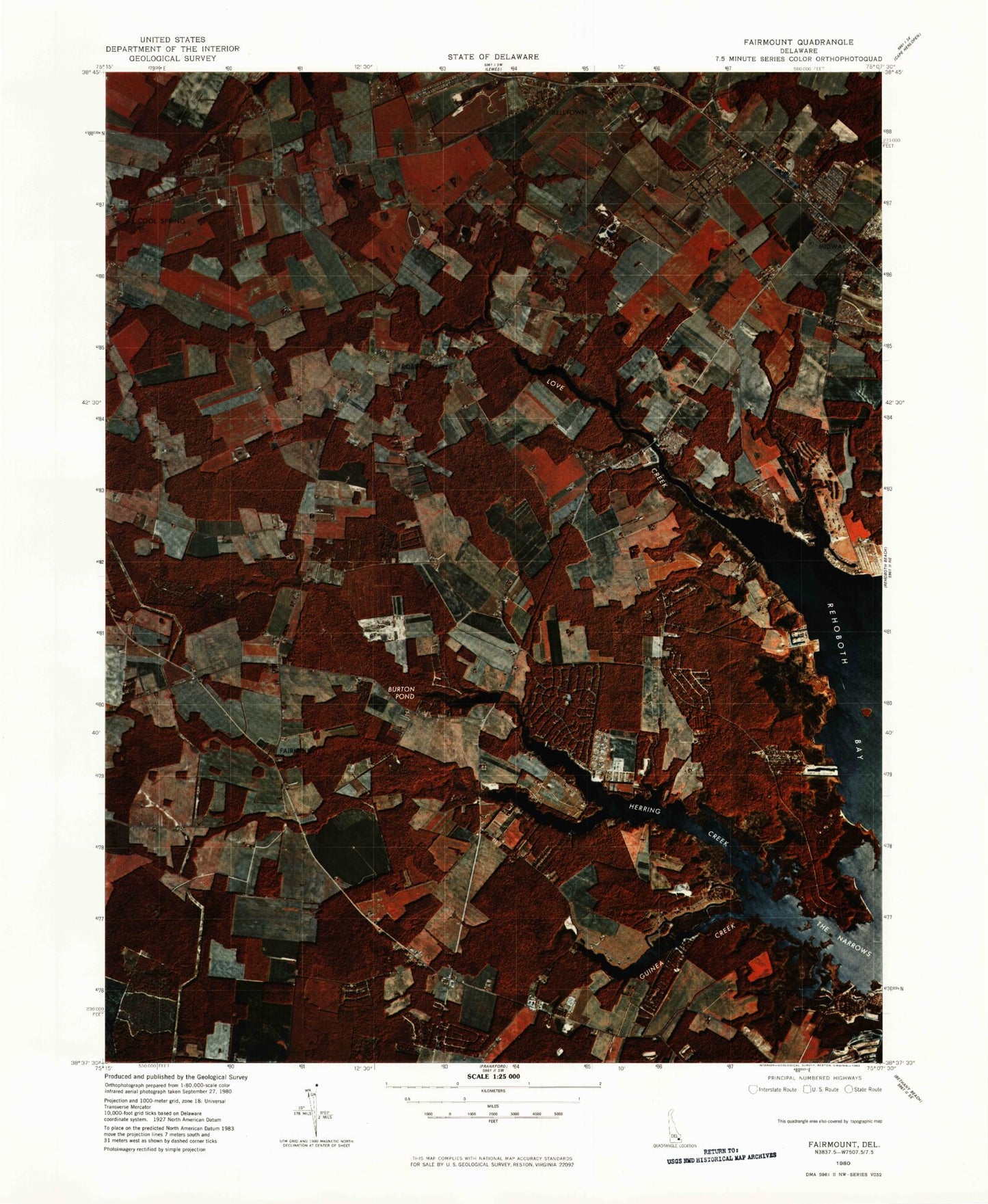 Classic USGS Fairmount Delaware 7.5'x7.5' Topo Map Image