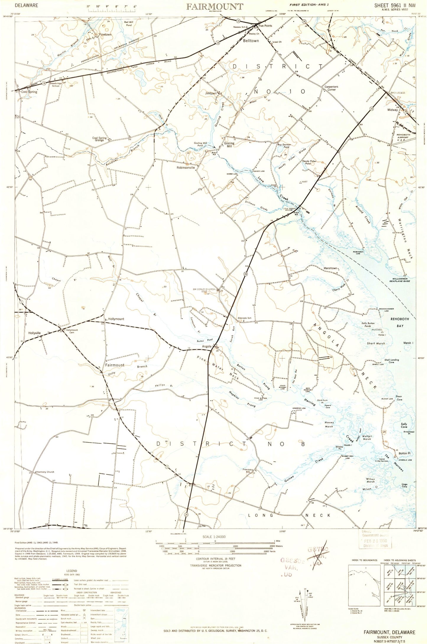 Classic USGS Fairmount Delaware 7.5'x7.5' Topo Map Image