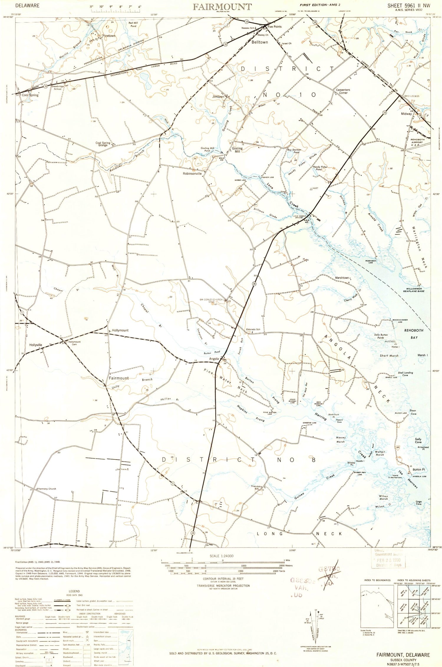 Classic USGS Fairmount Delaware 7.5'x7.5' Topo Map Image