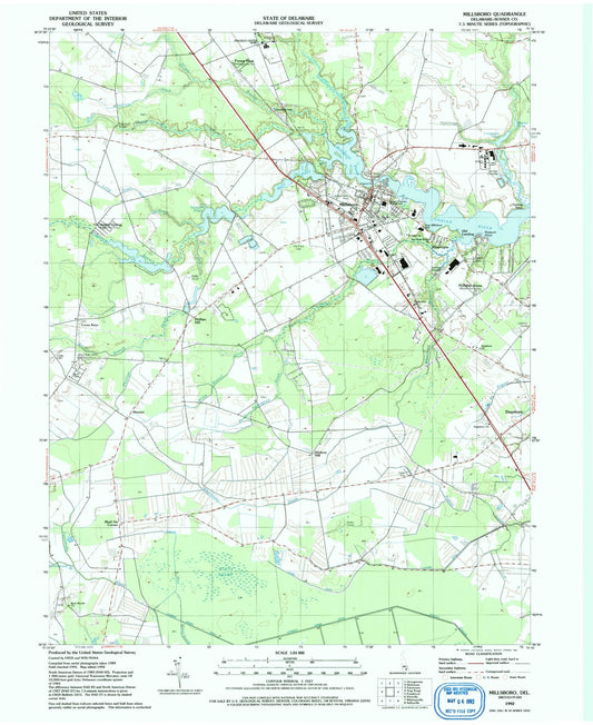 Classic USGS Millsboro Delaware 7.5'x7.5' Topo Map Image