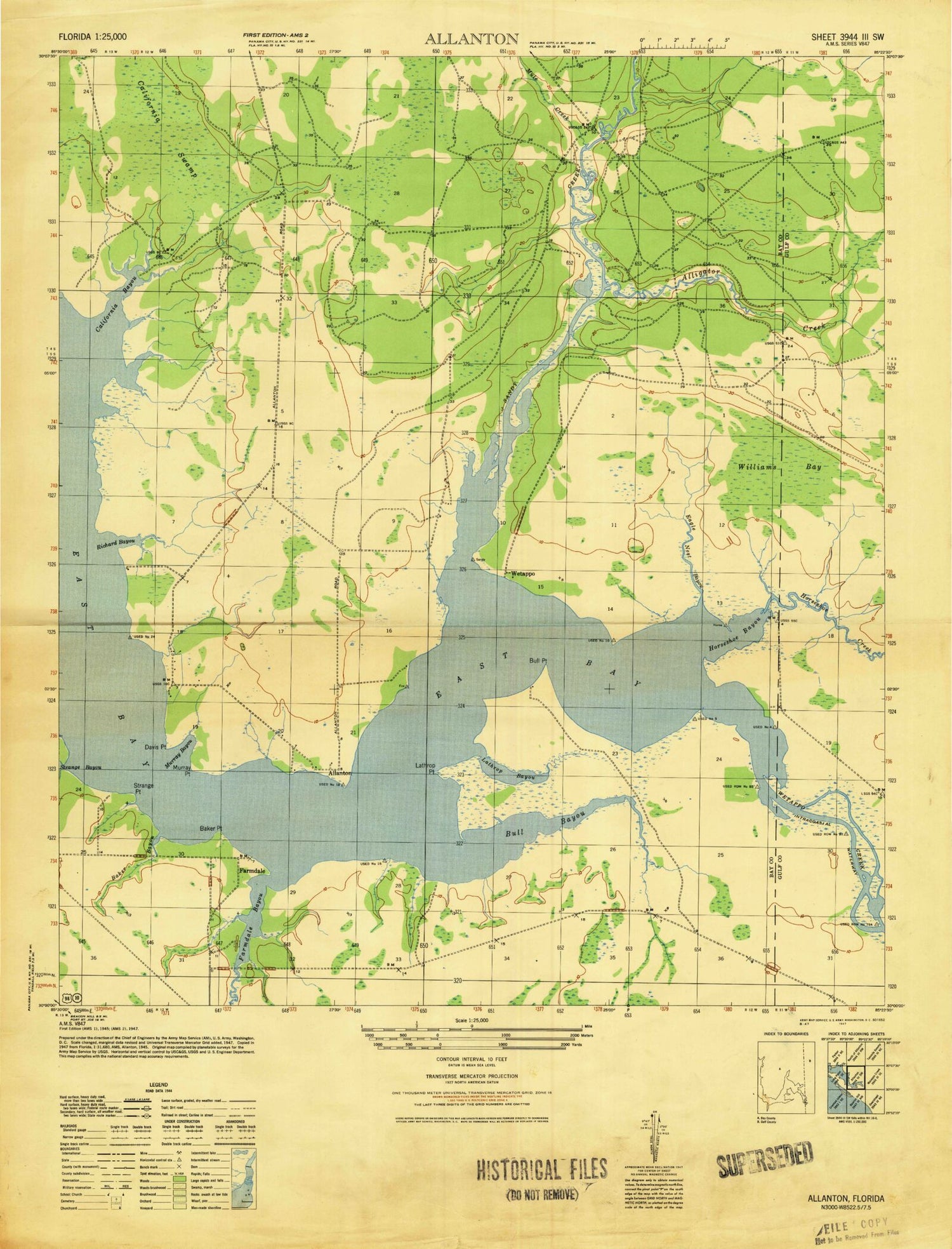 Classic USGS Allanton Florida 7.5'x7.5' Topo Map Image