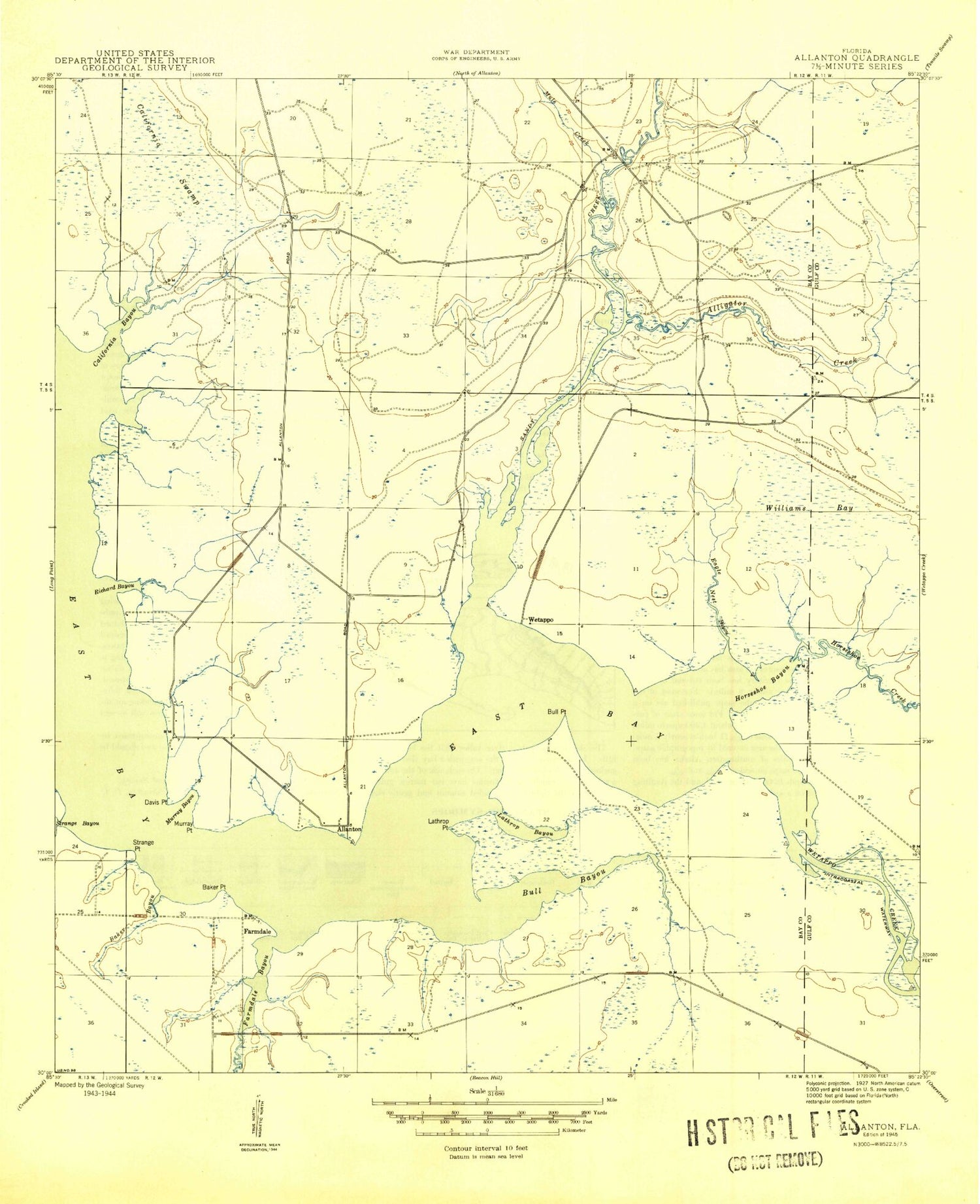 Classic USGS Allanton Florida 7.5'x7.5' Topo Map Image