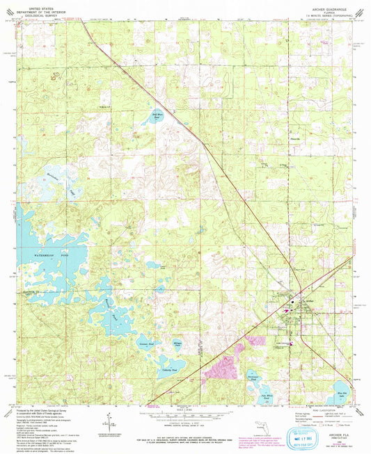 Classic USGS Archer Florida 7.5'x7.5' Topo Map Image
