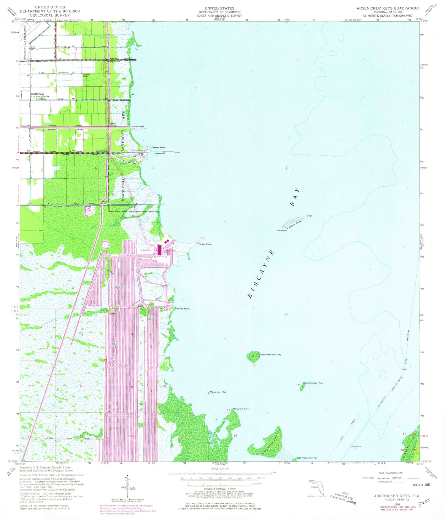 Classic USGS Arsenicker Keys Florida 7.5'x7.5' Topo Map Image
