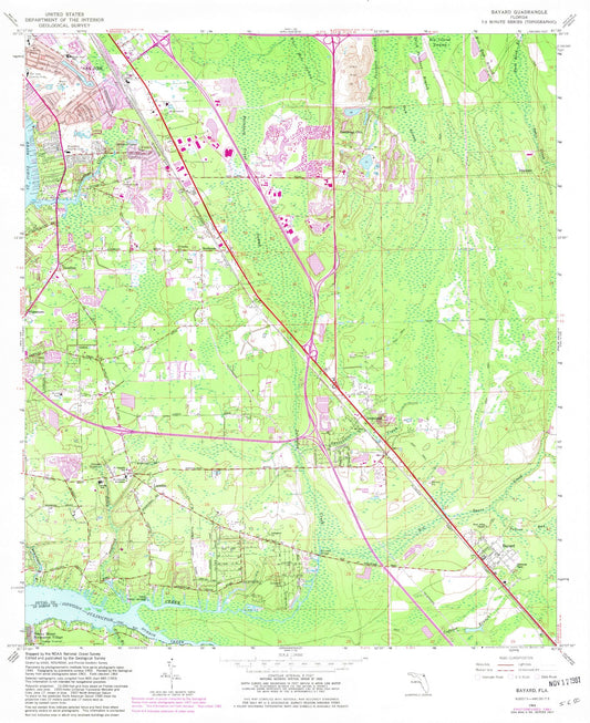 Classic USGS Bayard Florida 7.5'x7.5' Topo Map Image