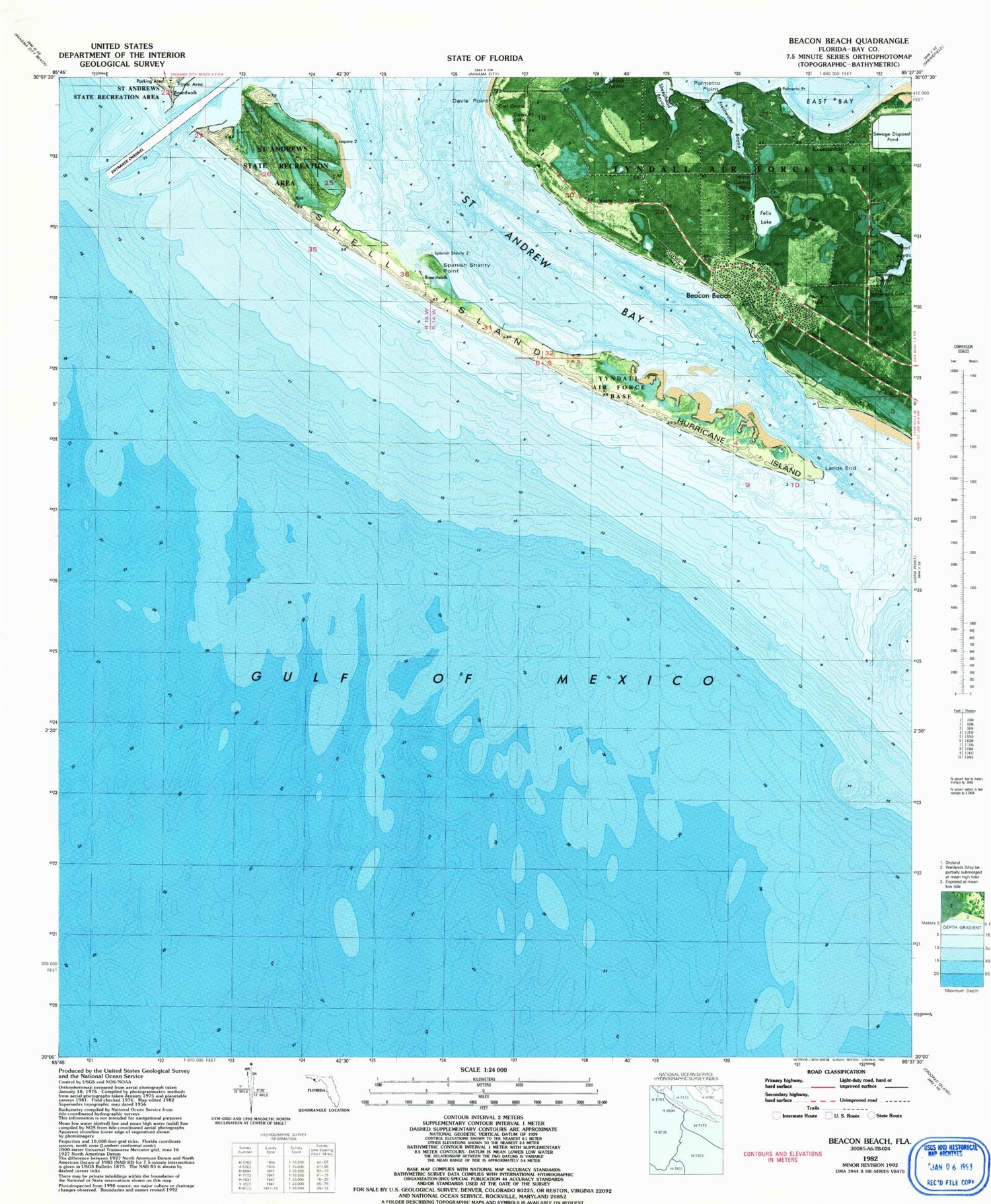Classic USGS Beacon Beach Florida 7.5'x7.5' Topo Map Image