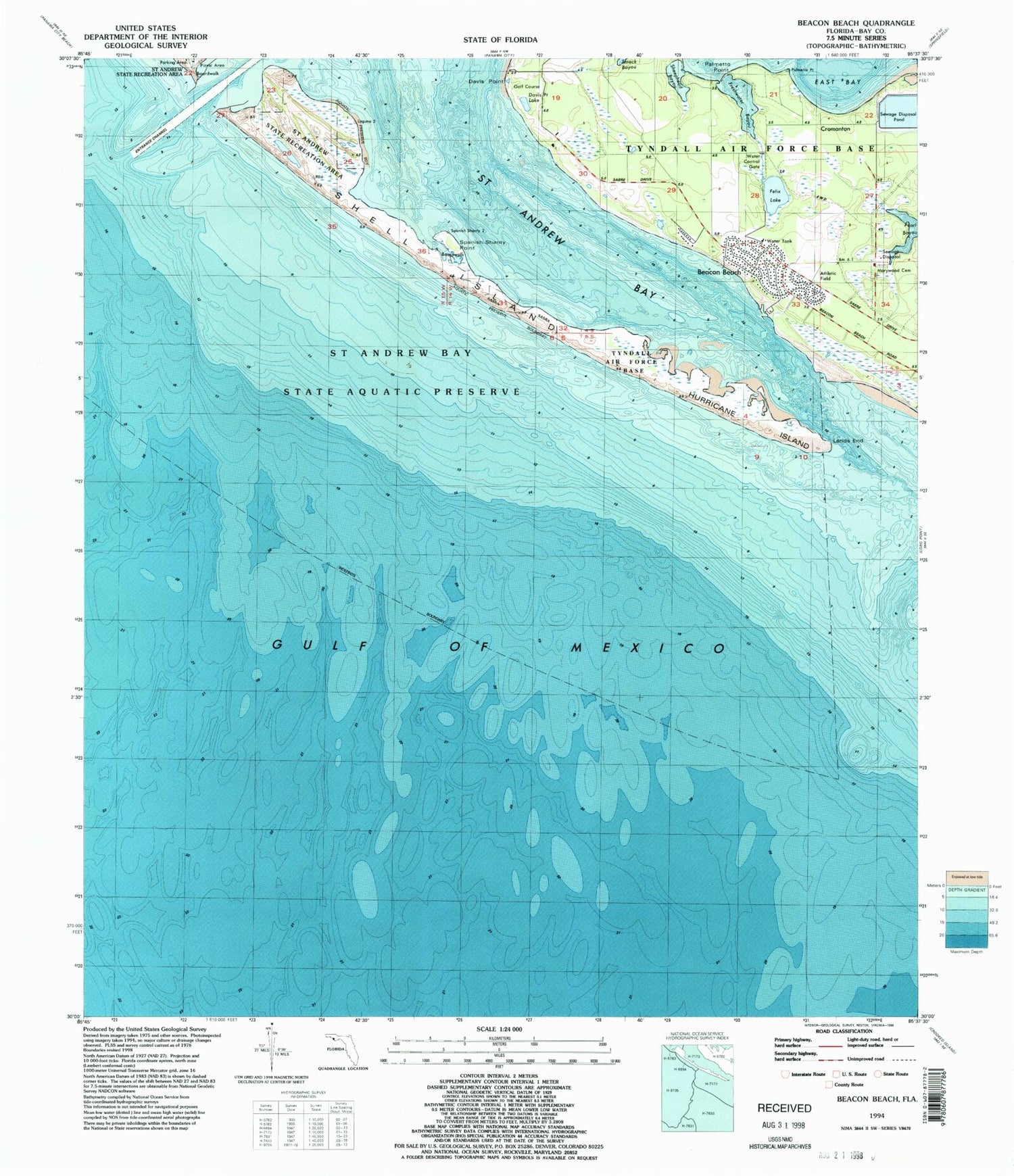 Classic USGS Beacon Beach Florida 7.5'x7.5' Topo Map Image