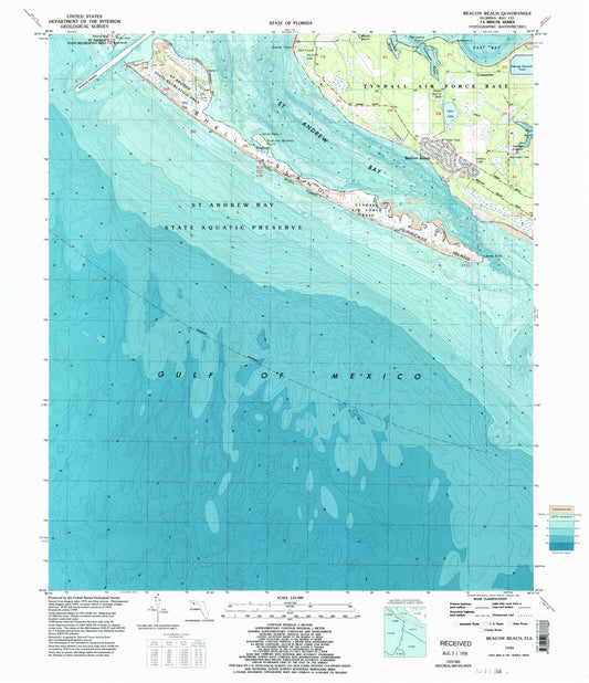Classic USGS Beacon Beach Florida 7.5'x7.5' Topo Map Image