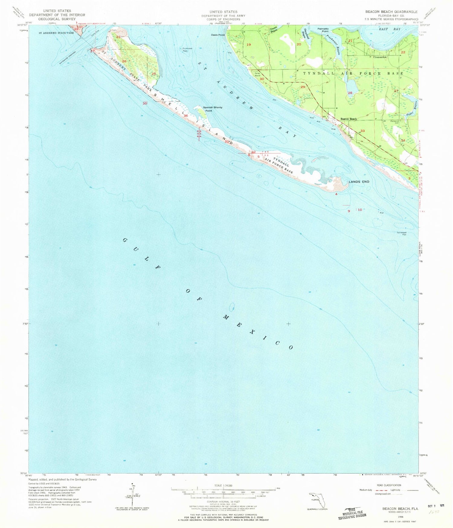 Classic USGS Beacon Beach Florida 7.5'x7.5' Topo Map Image