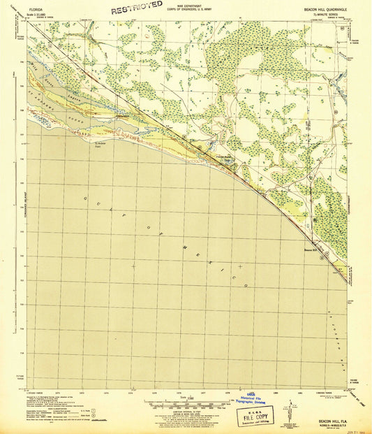 Classic USGS Beacon Hill Florida 7.5'x7.5' Topo Map Image