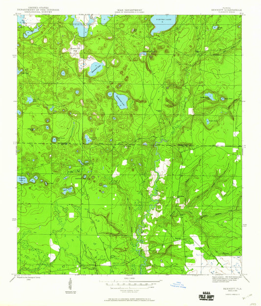 Classic USGS Bennett Florida 7.5'x7.5' Topo Map Image
