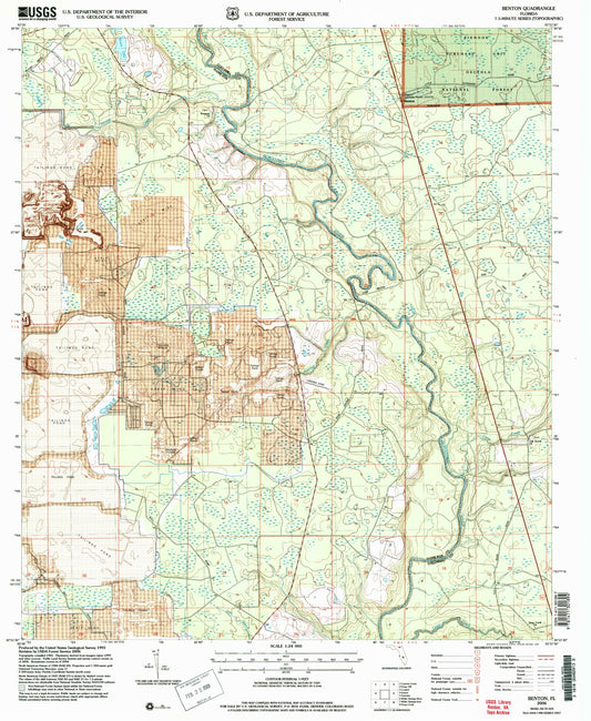 Classic USGS Benton Florida 7.5'x7.5' Topo Map Image