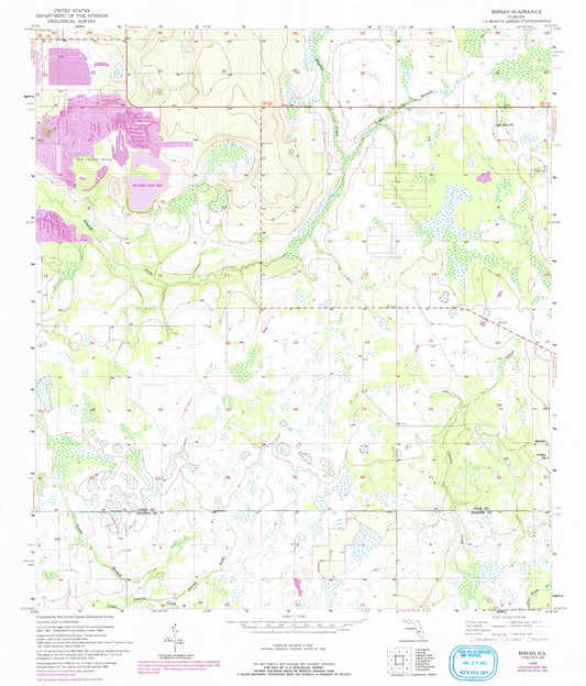 Classic USGS Bereah Florida 7.5'x7.5' Topo Map Image
