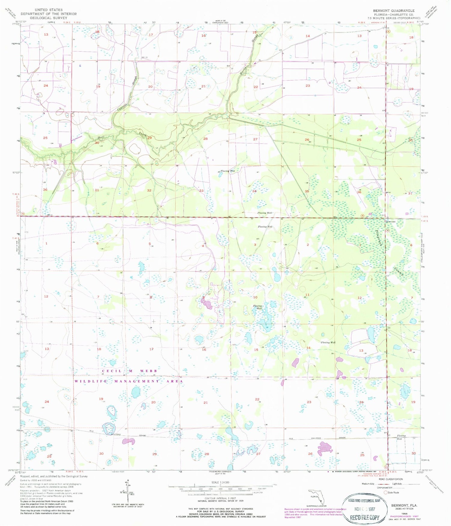Classic USGS Bermont Florida 7.5'x7.5' Topo Map Image