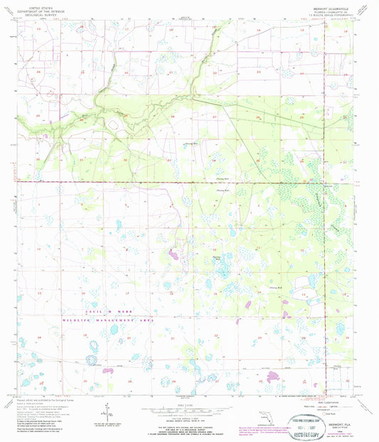 Classic USGS Bermont Florida 7.5'x7.5' Topo Map Image