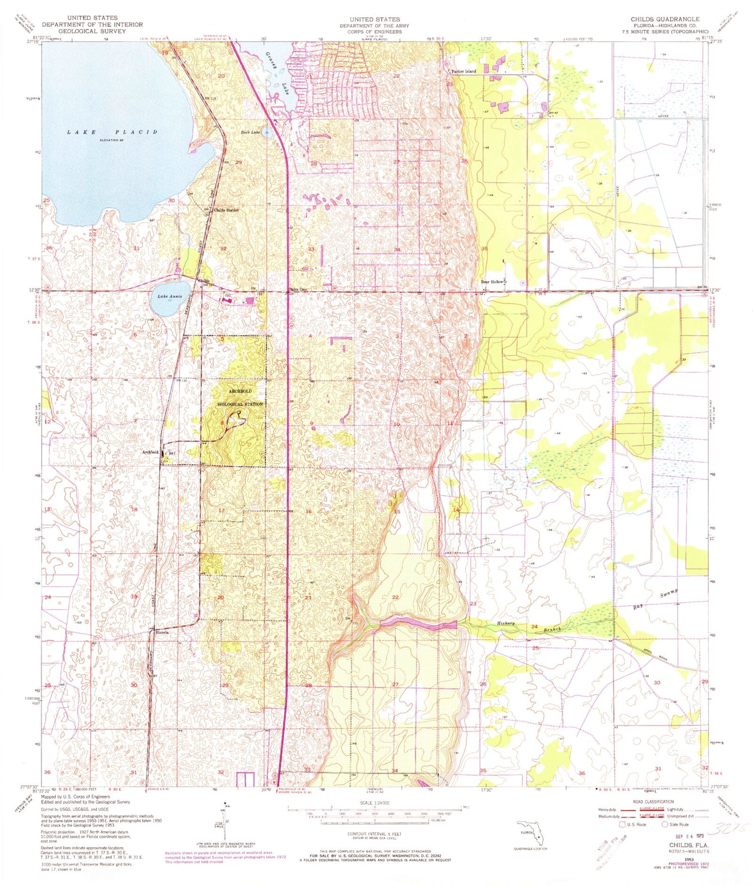 Classic USGS Childs Florida 7.5'x7.5' Topo Map Image