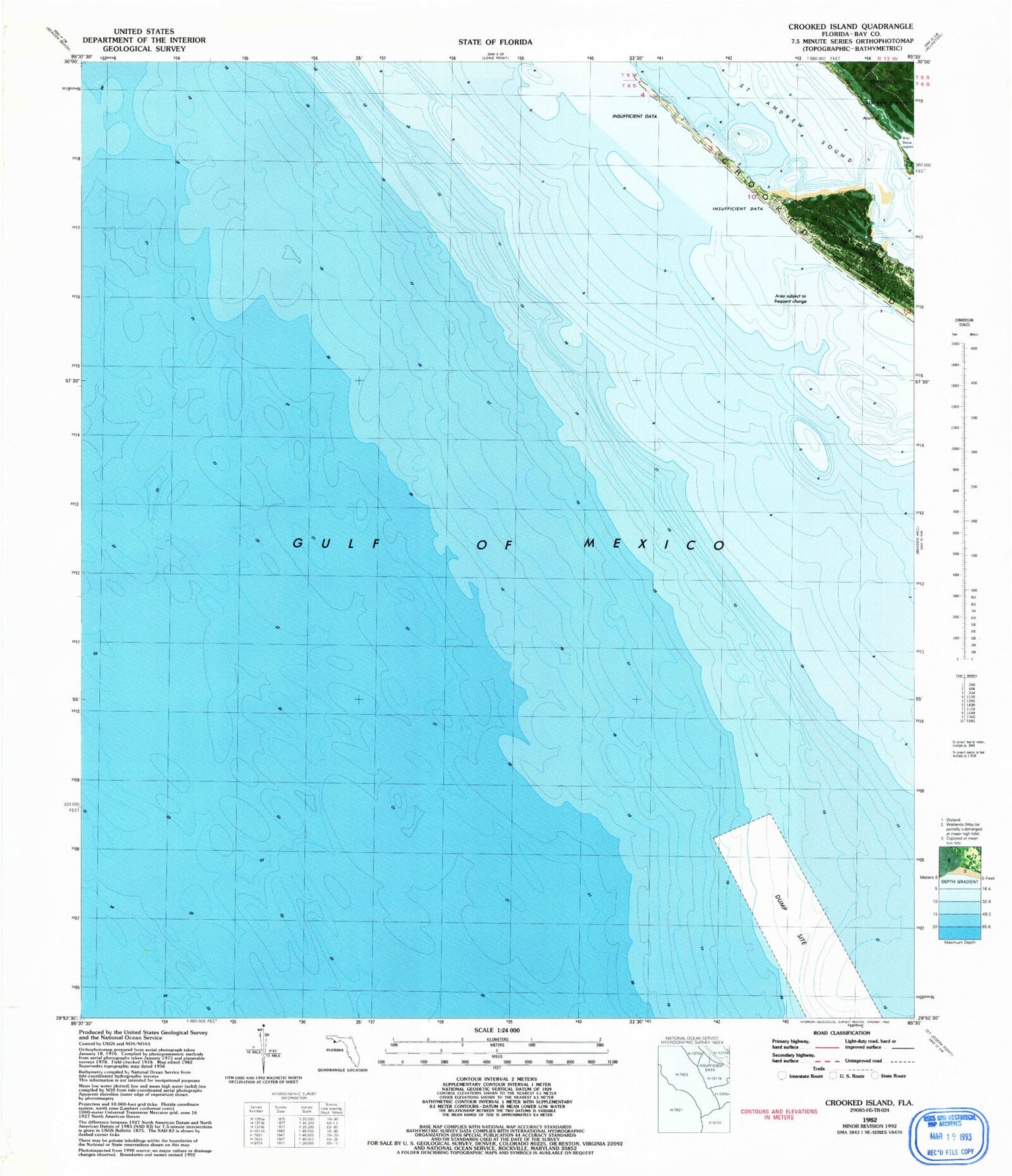 Classic USGS Crooked Island Florida 7.5'x7.5' Topo Map Image