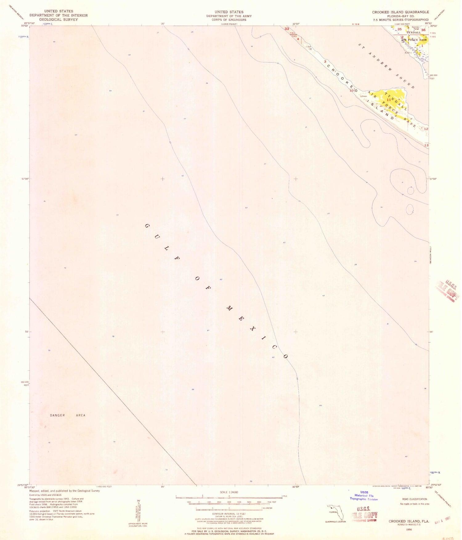 Classic USGS Crooked Island Florida 7.5'x7.5' Topo Map Image