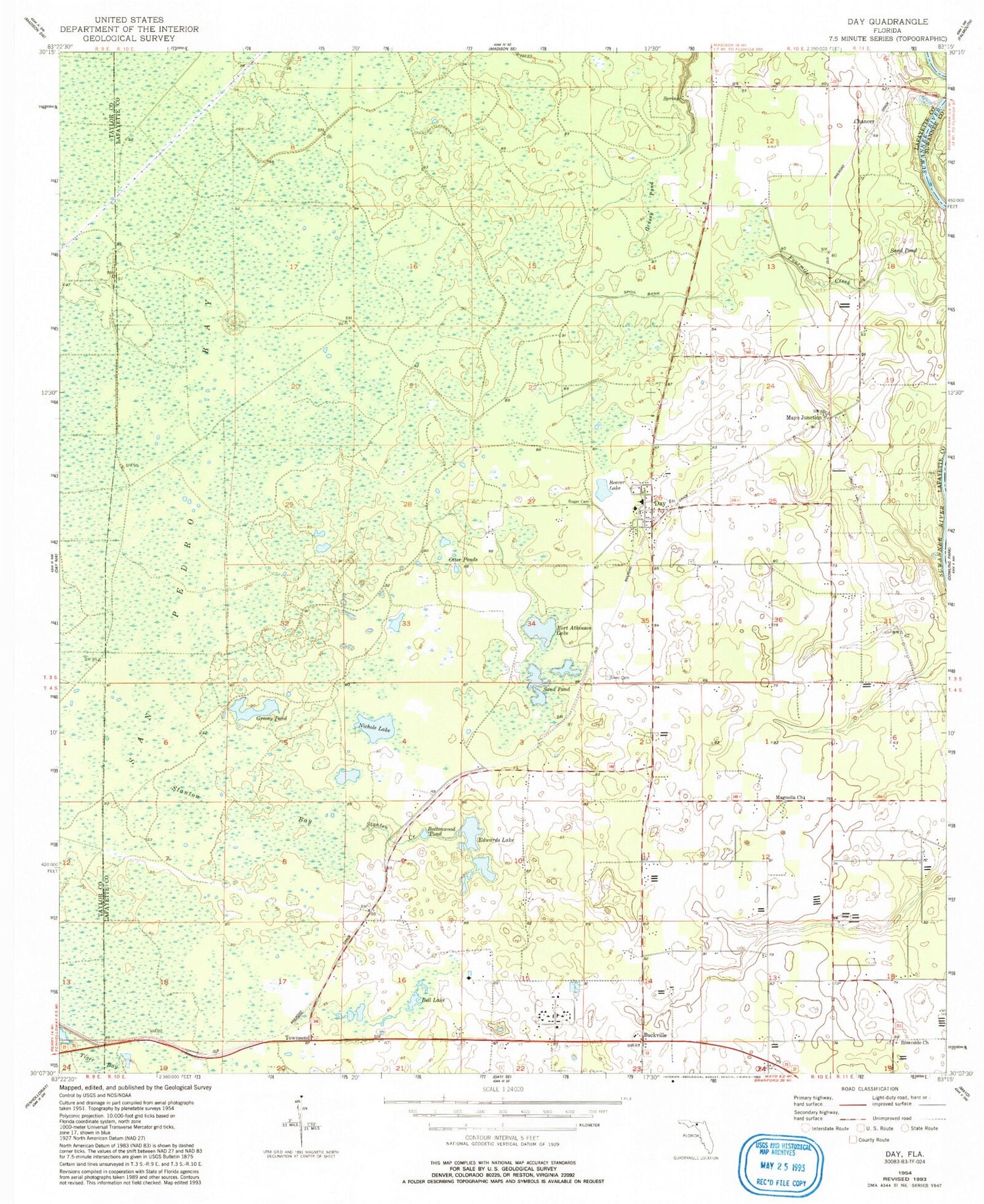 Classic USGS Day Florida 7.5'x7.5' Topo Map Image