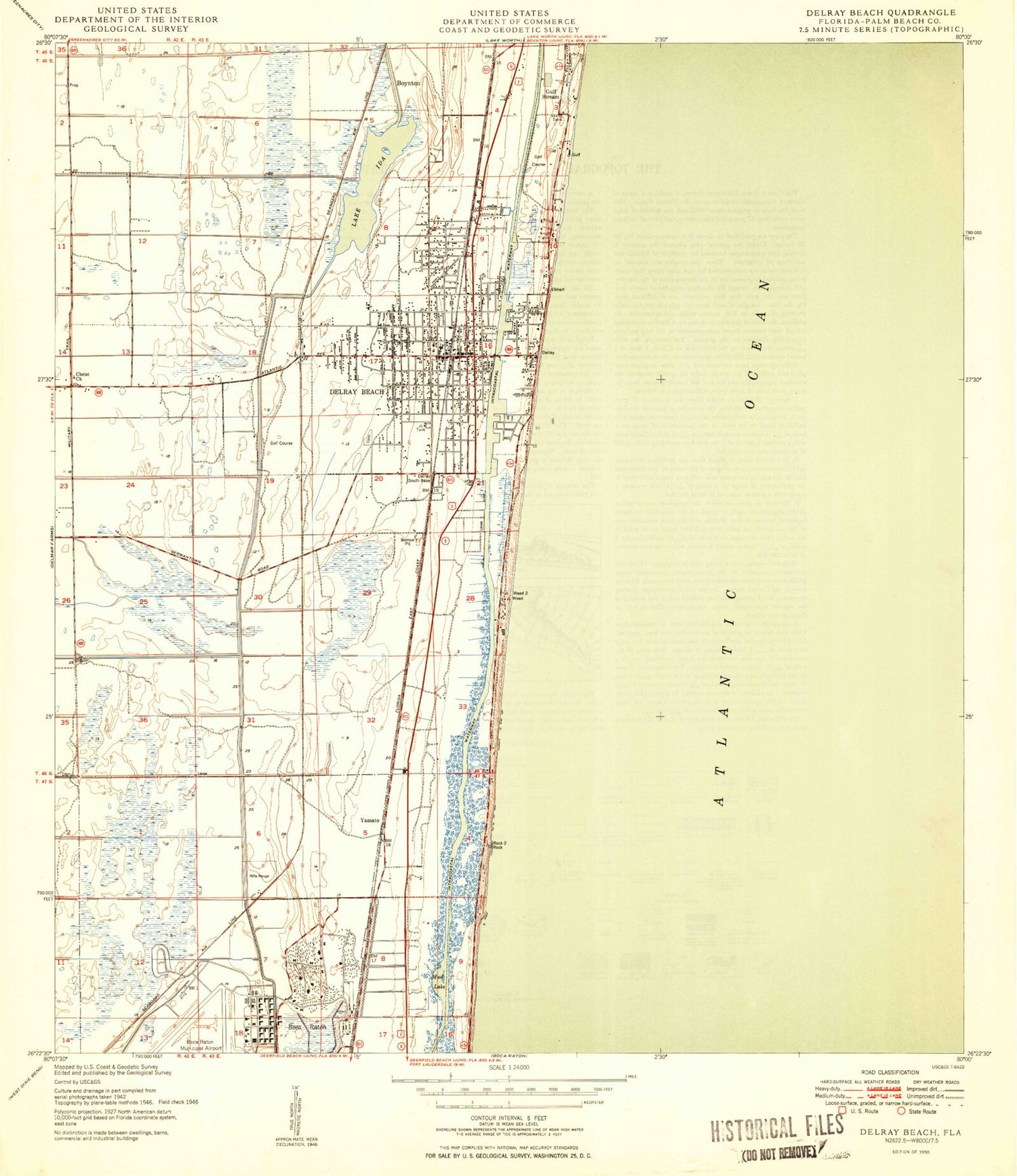 Classic USGS Delray Beach Florida 7.5'x7.5' Topo Map Image