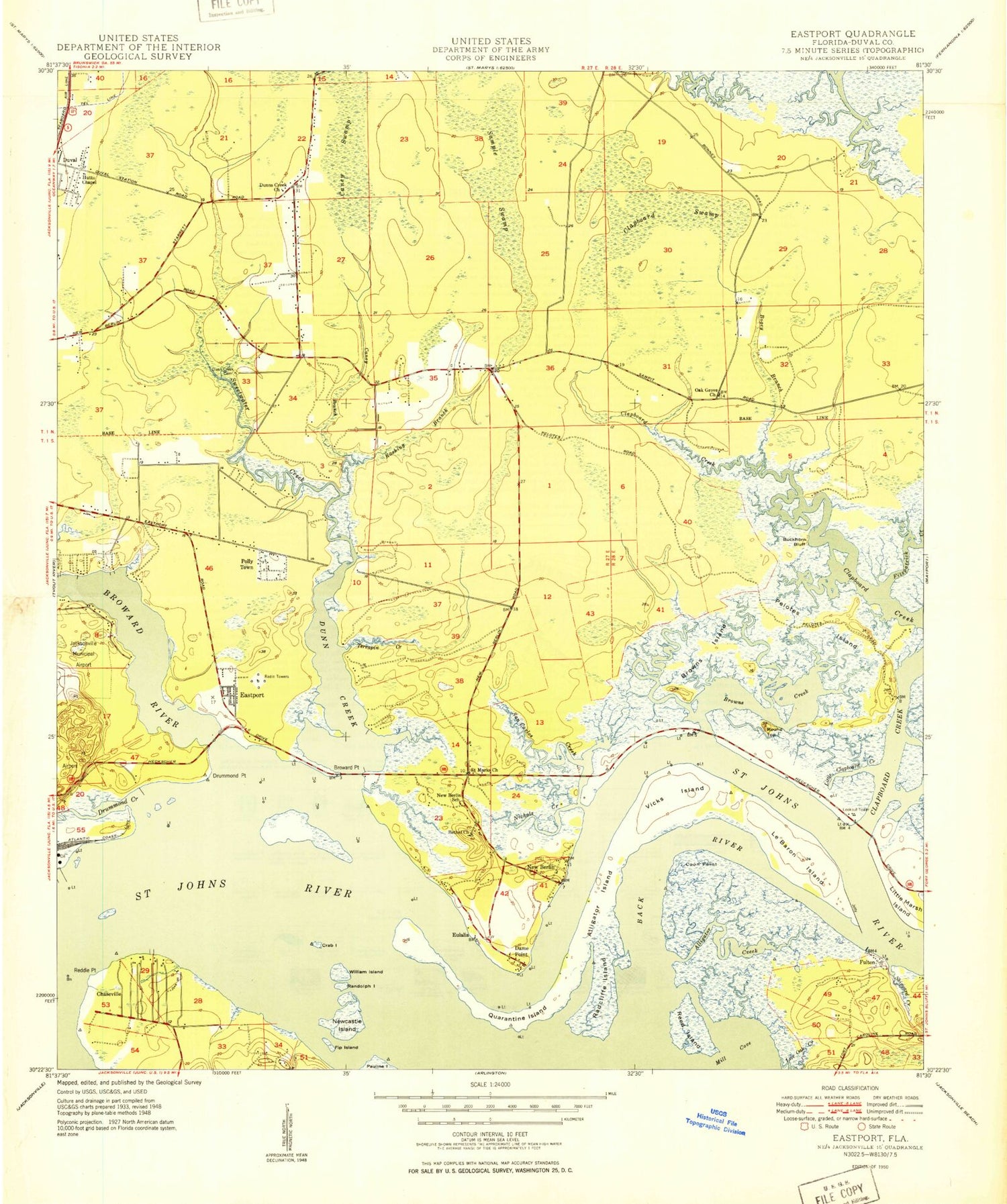 Classic USGS Eastport Florida 7.5'x7.5' Topo Map Image